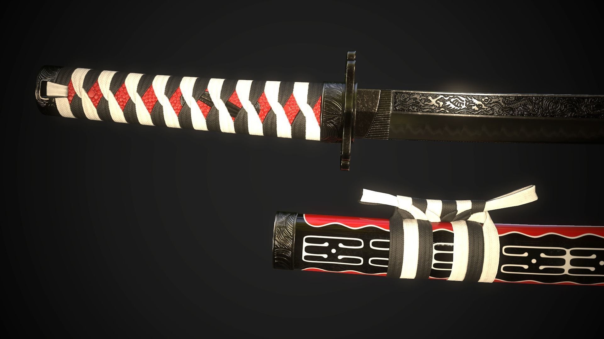 Wakizashi 02 Low-poly 3D model_5