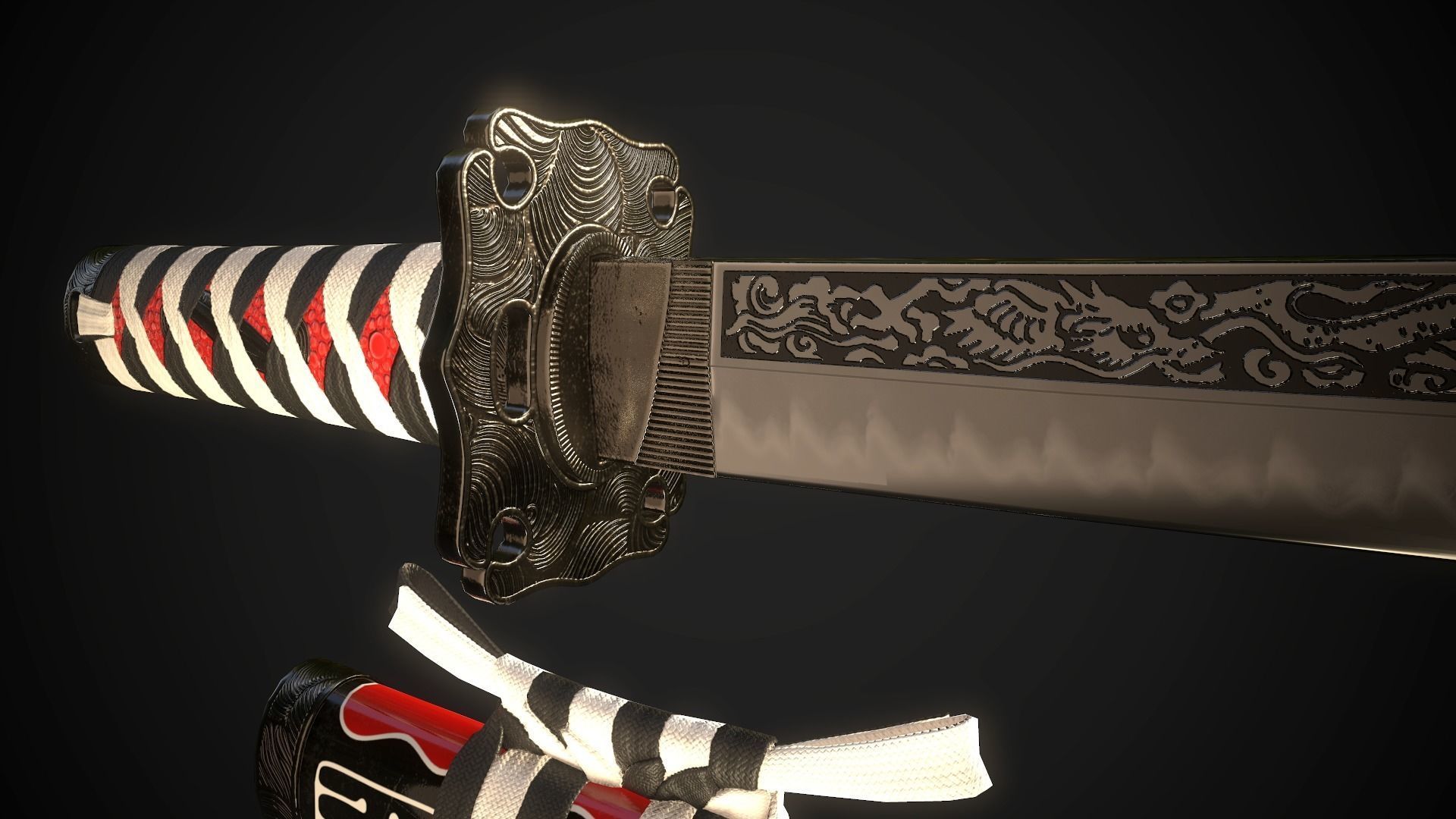 Tanto 02 Low-poly 3D model_6