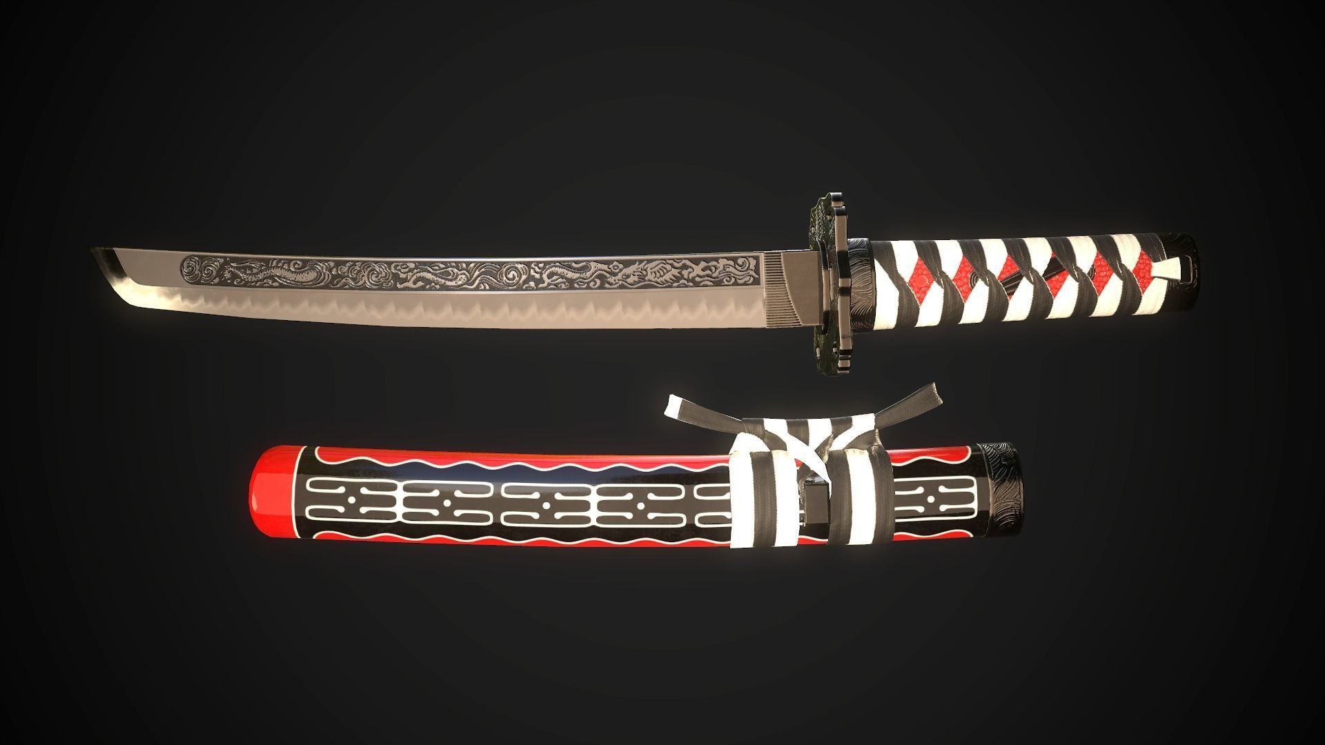 Tanto 02 Low-poly 3D model_2