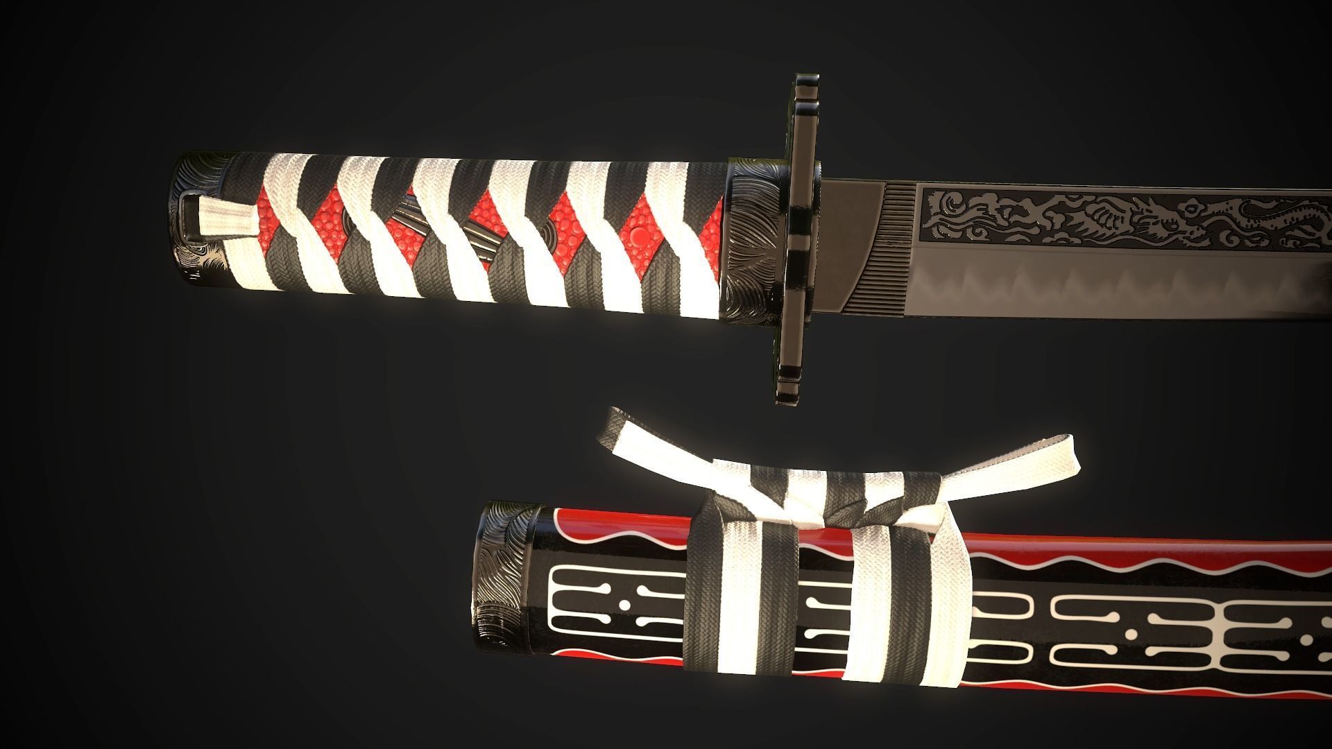 Tanto 02 Low-poly 3D model_5