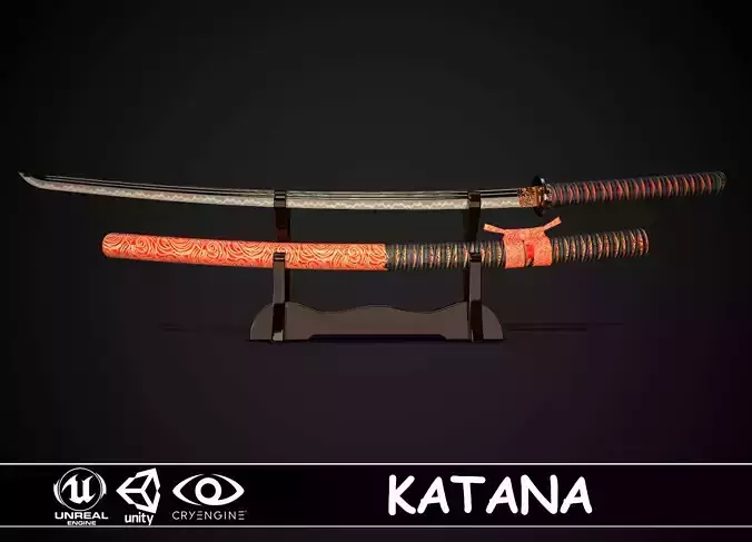 Katana 03 Low-poly 3D model Katana 03 Low-poly 3D model