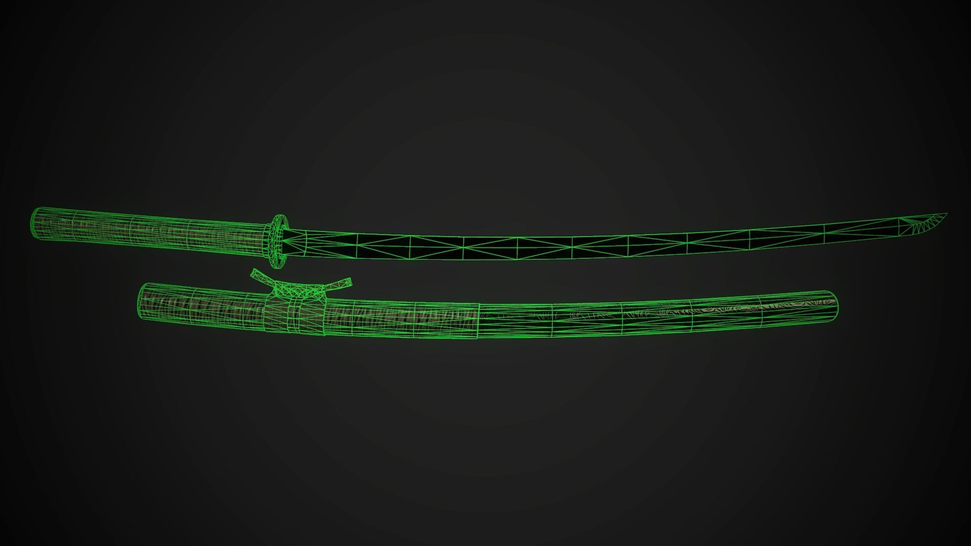 Katana 03 Low-poly 3D model_9