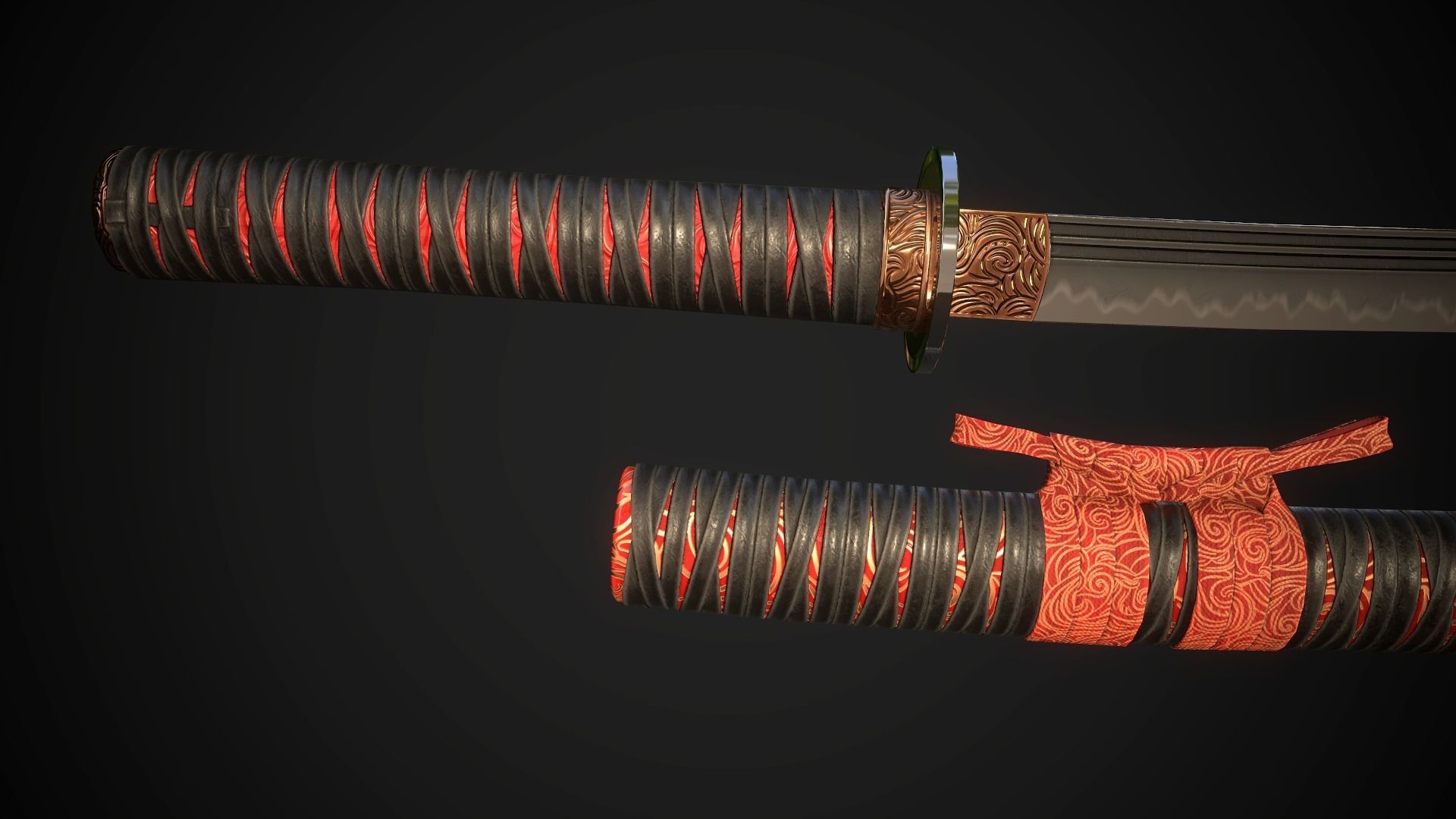Wakizashi 03 Low-poly 3D model_5