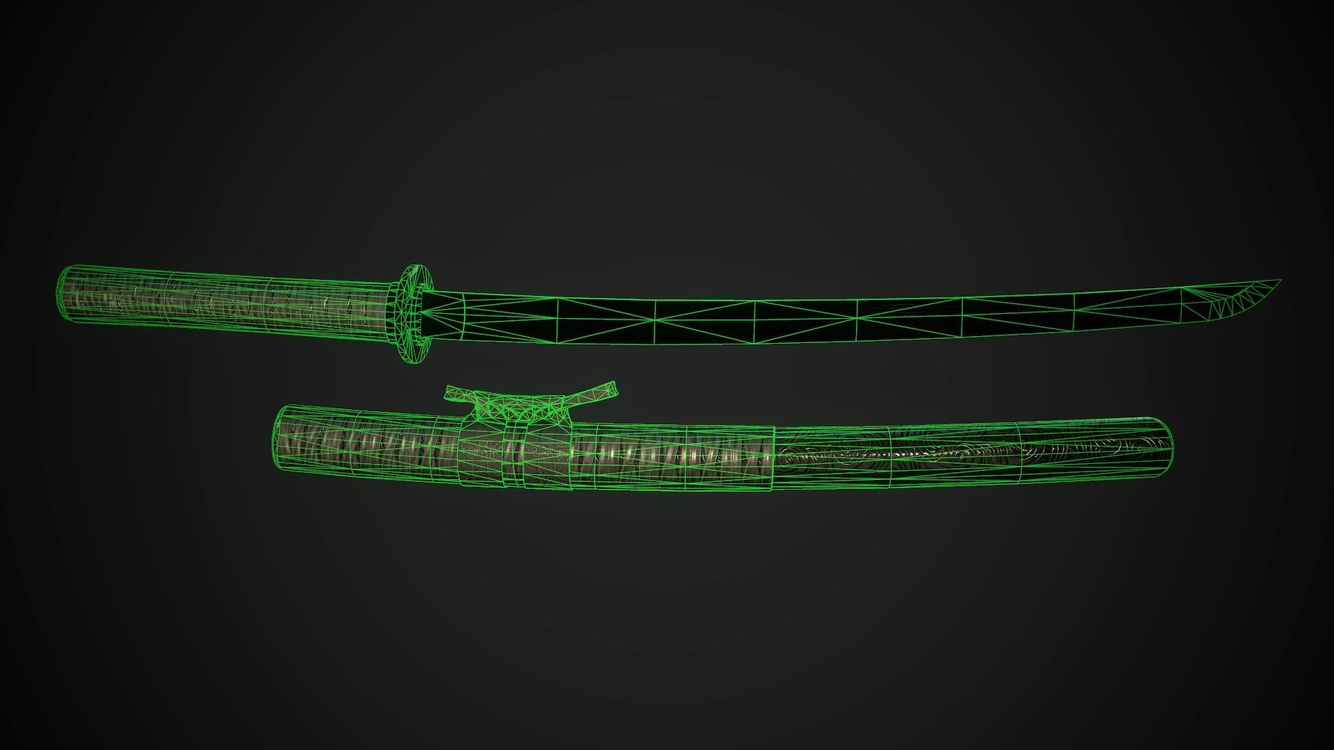 Wakizashi 03 Low-poly 3D model_9