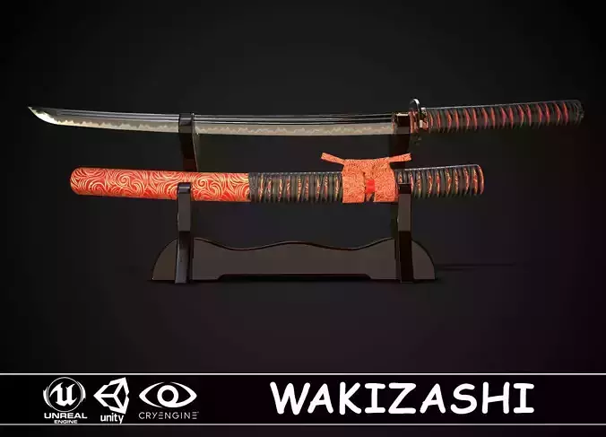 Wakizashi 03 Low-poly 3D model Wakizashi 03 Low-poly 3D model