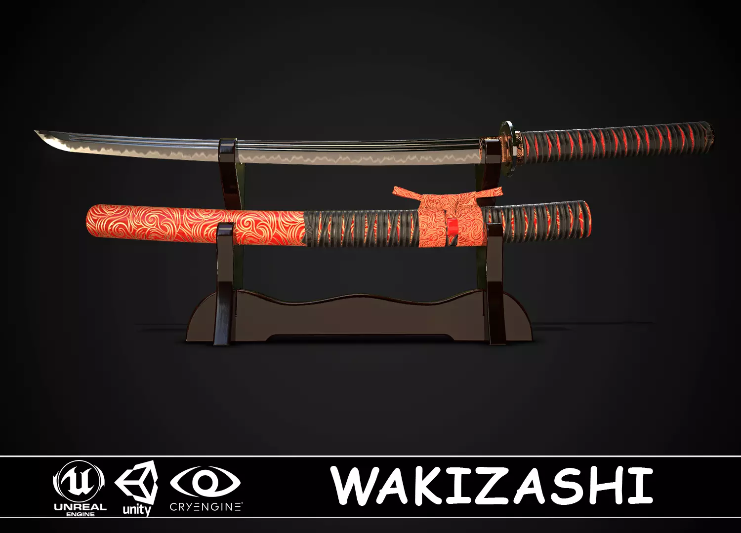 Wakizashi 03 Low-poly 3D model_0