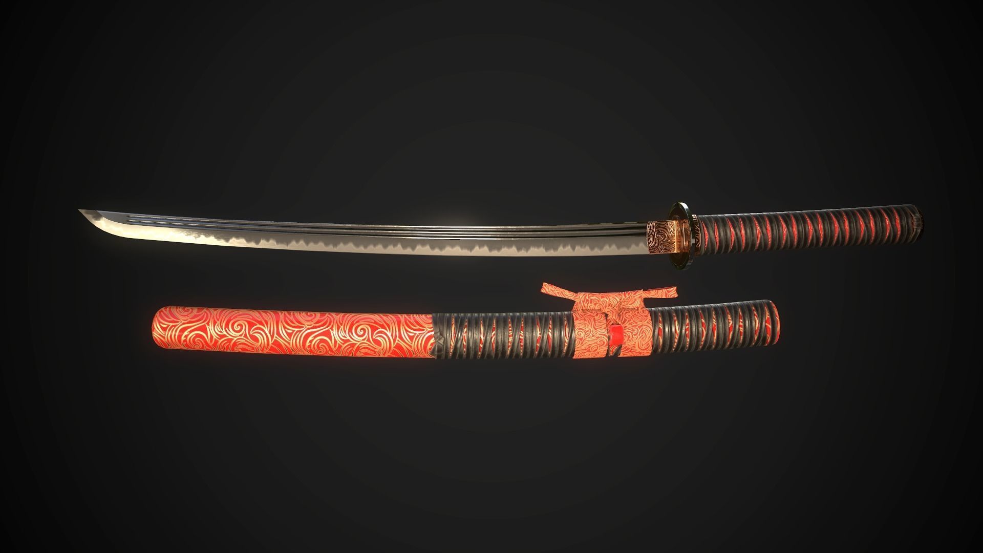 Wakizashi 03 Low-poly 3D model_2