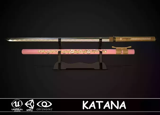 Katana 04 Low-poly 3D model Katana 04 Low-poly 3D model