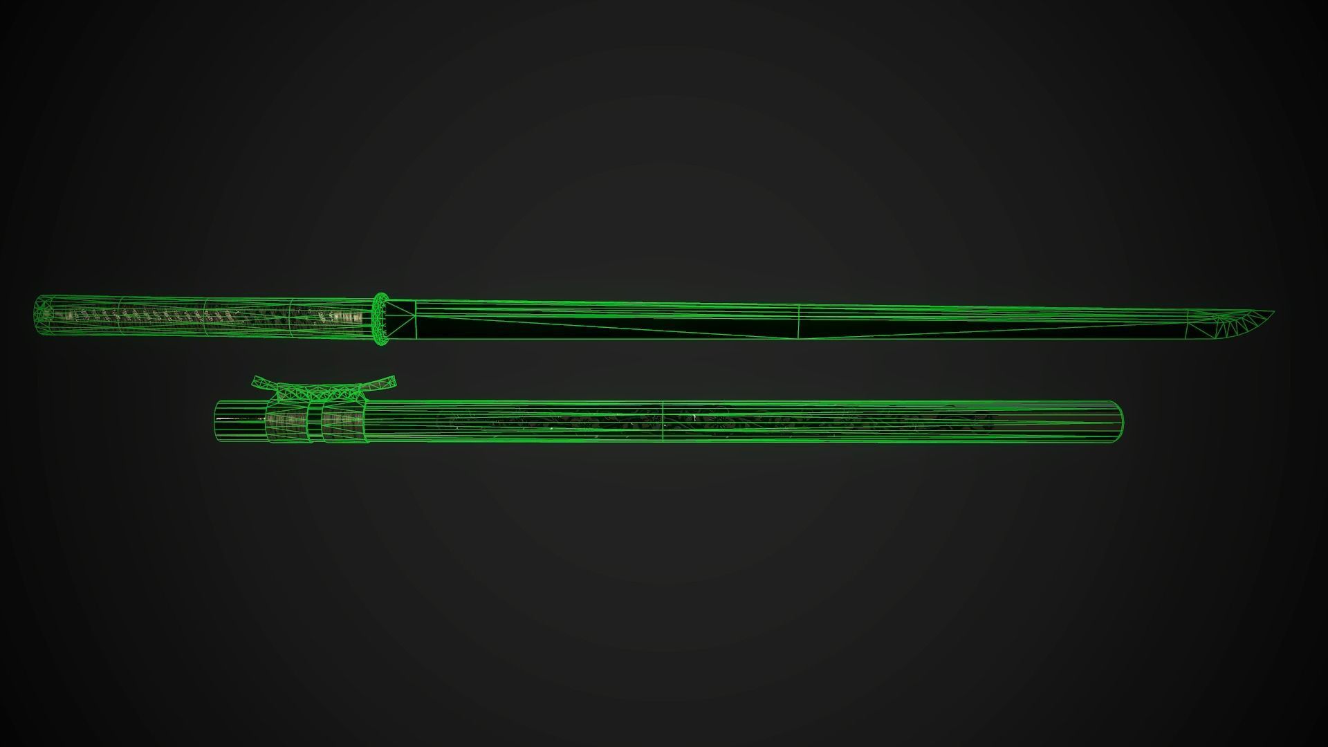 Katana 04 Low-poly 3D model_9