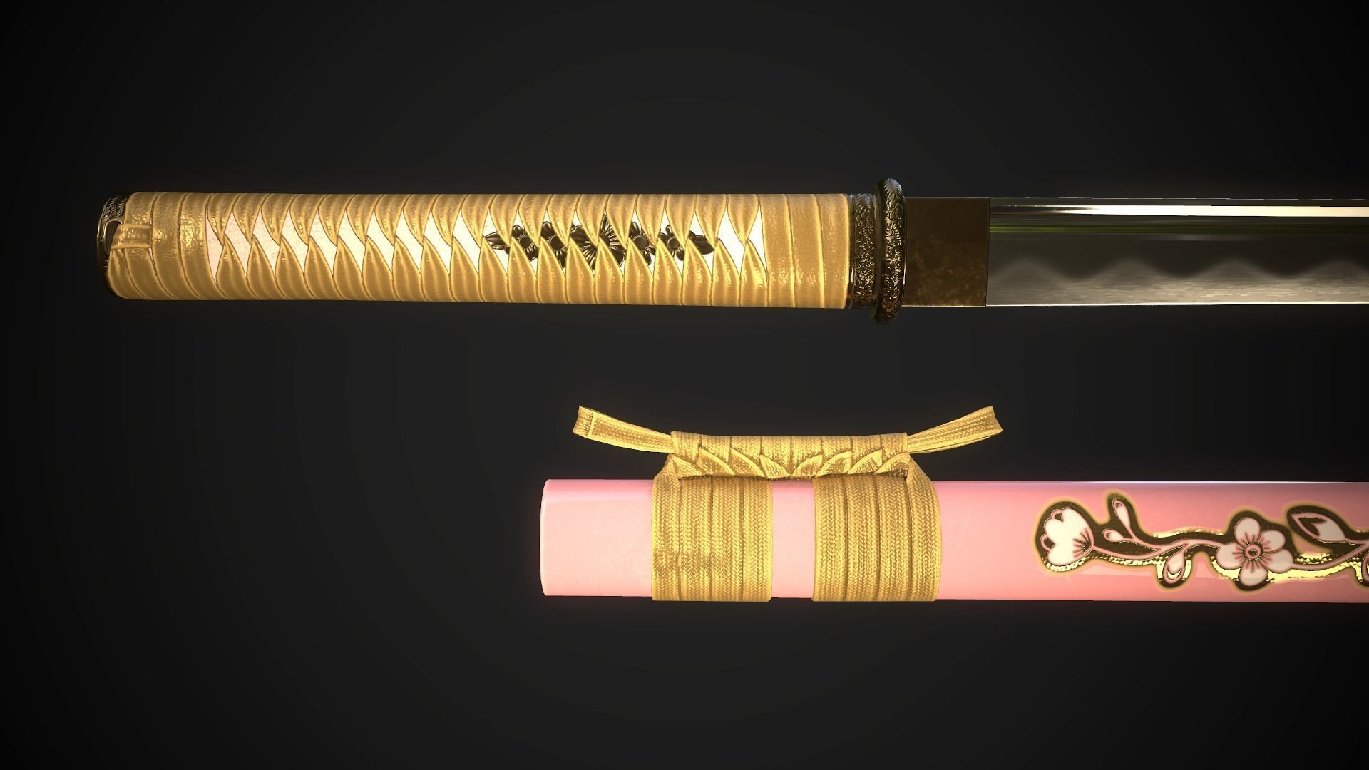 Wakizashi 04 Low-poly 3D model_5