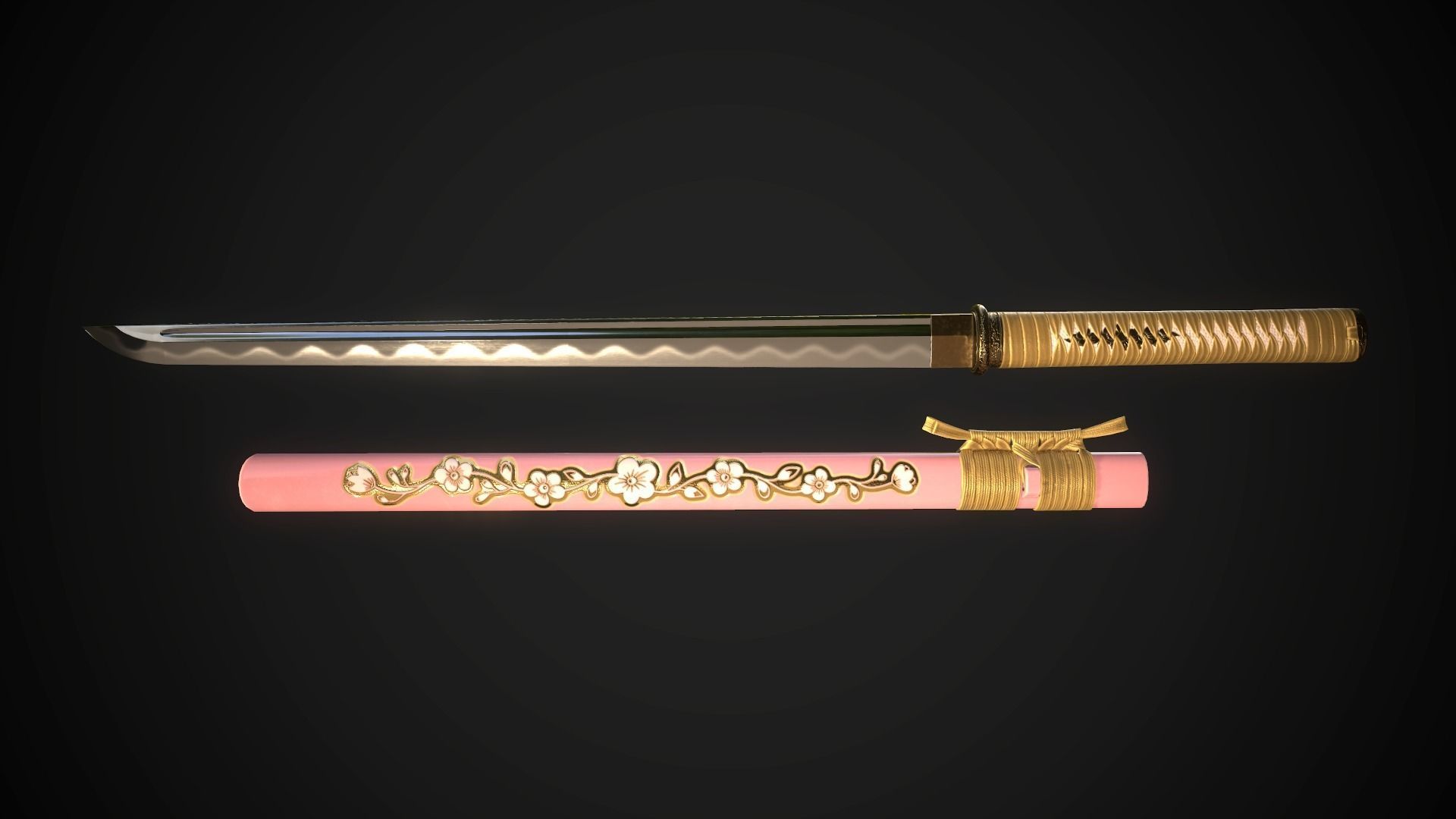 Wakizashi 04 Low-poly 3D model_2