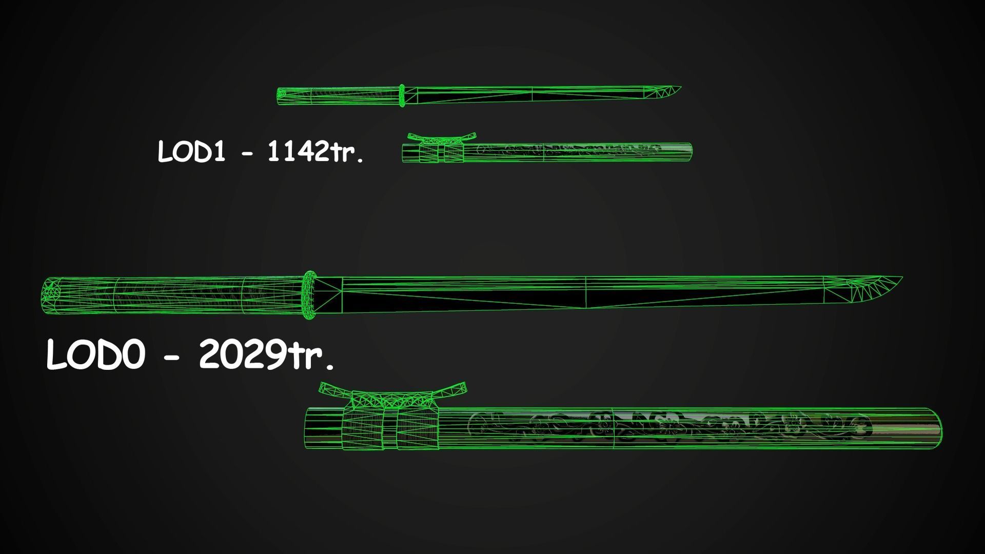 Wakizashi 04 Low-poly 3D model_8