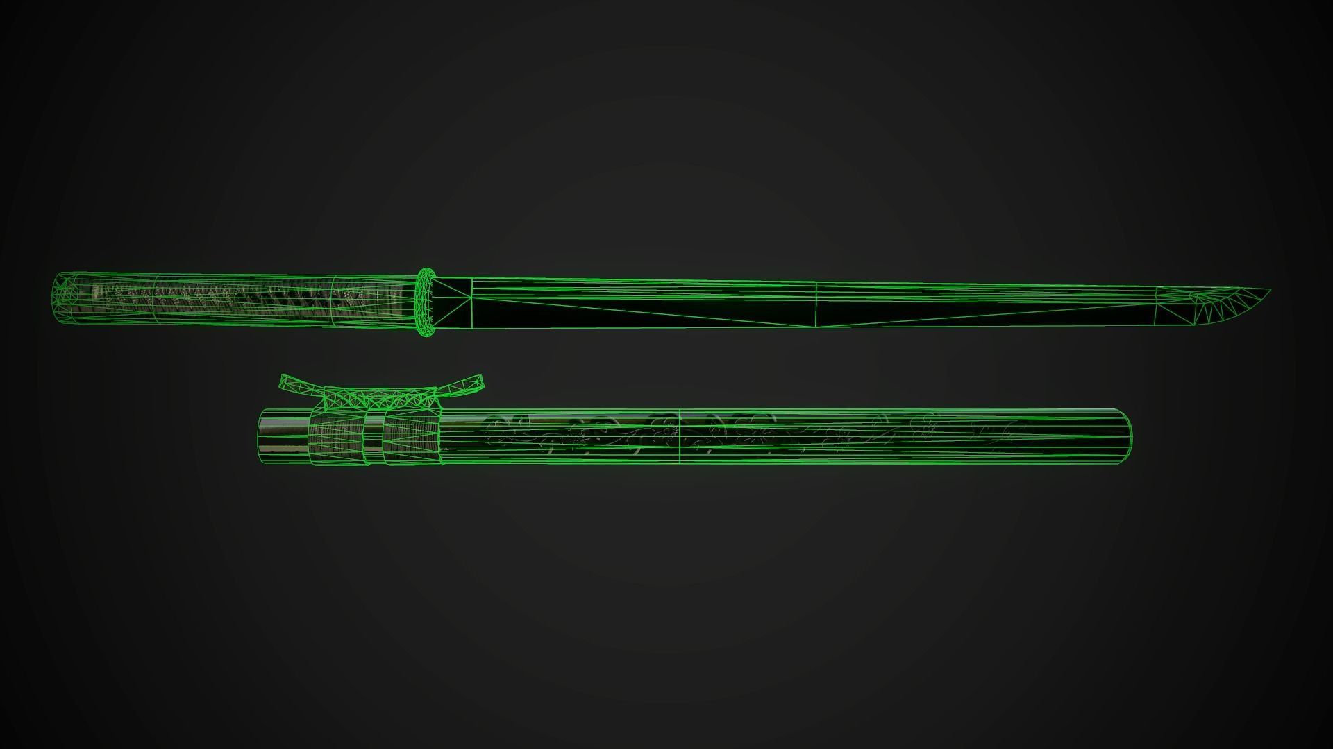 Wakizashi 04 Low-poly 3D model_9