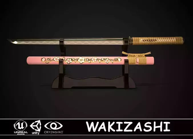 Wakizashi 04 Low-poly 3D model Wakizashi 04 Low-poly 3D model