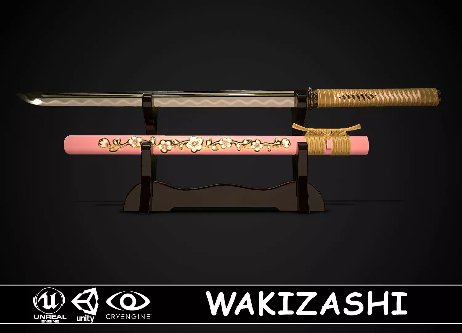 Wakizashi 04 Low-poly 3D model_0