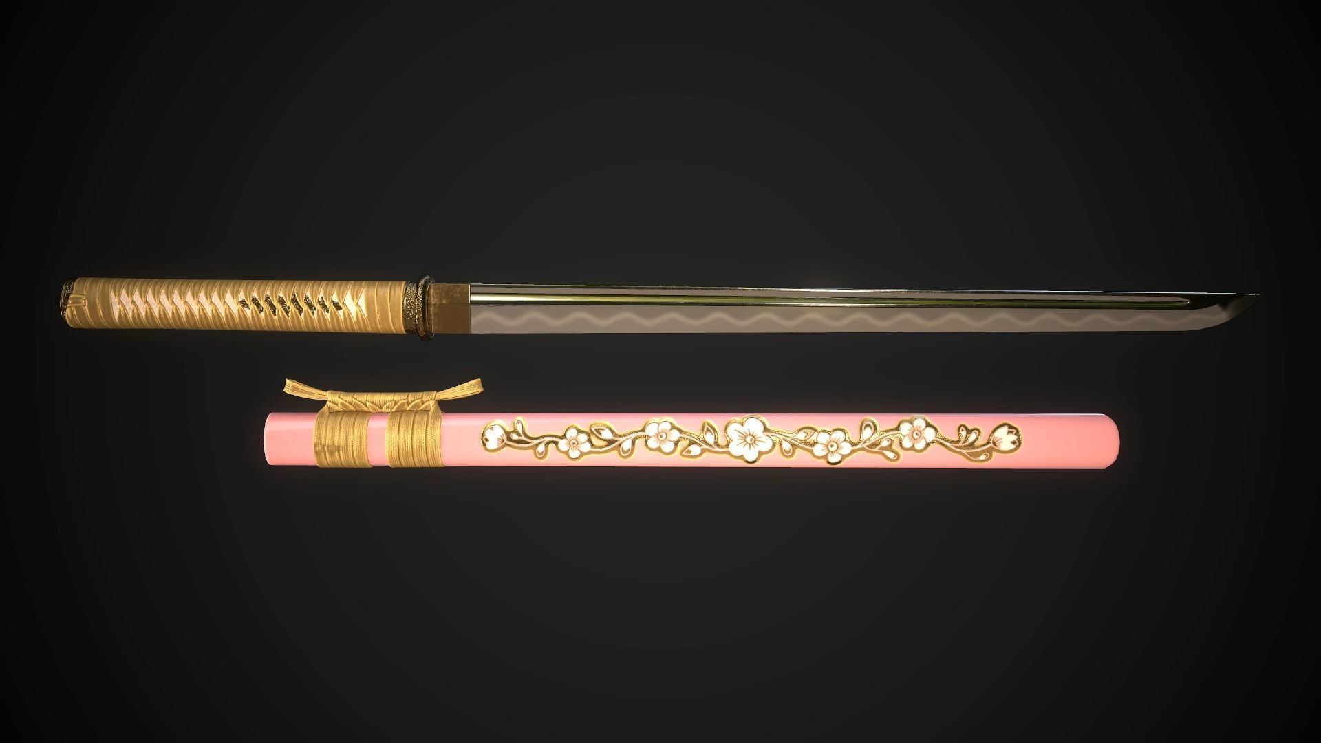 Wakizashi 04 Low-poly 3D model_1