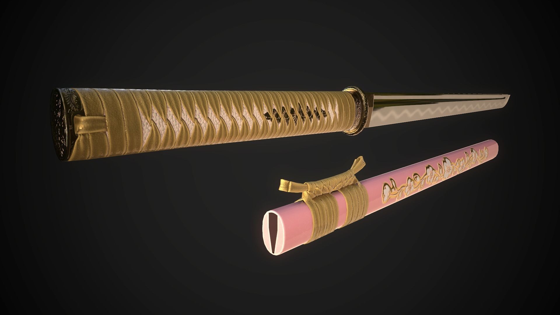 Wakizashi 04 Low-poly 3D model_3