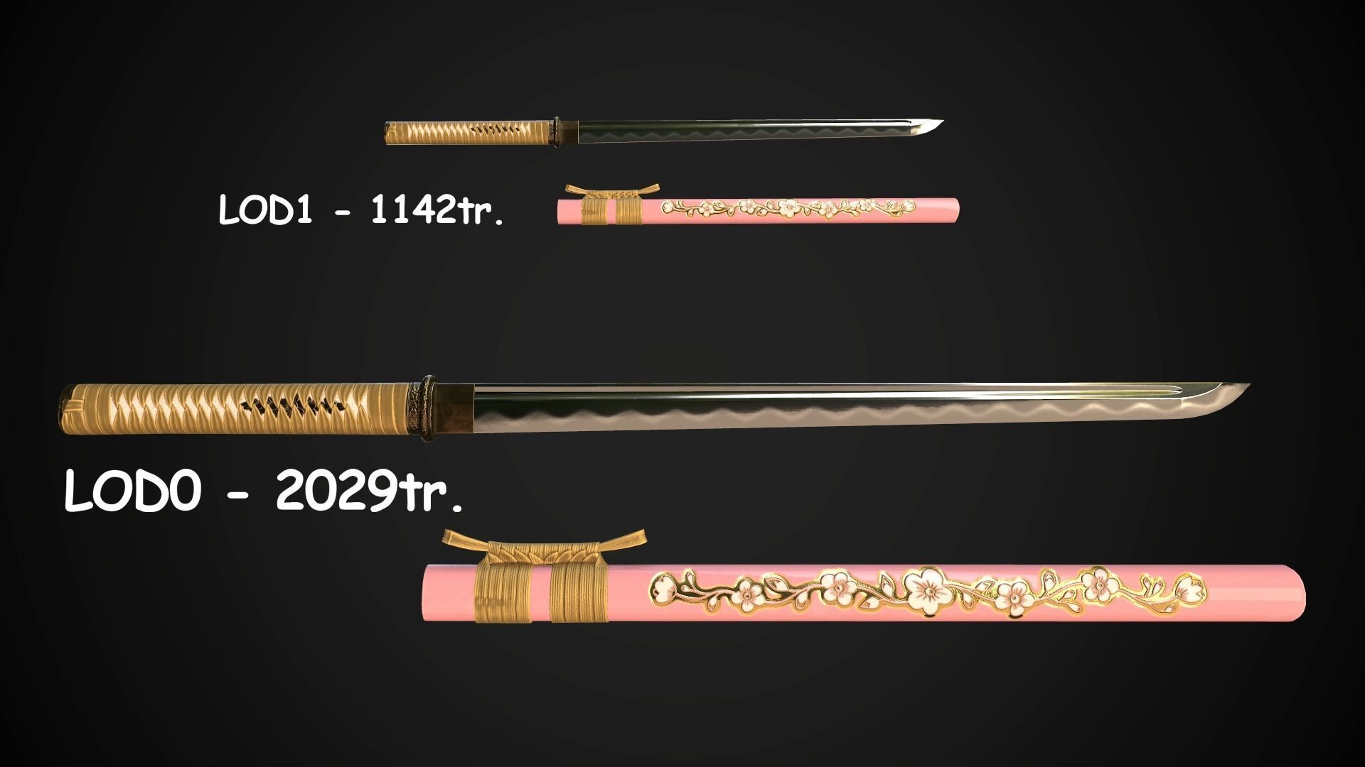 Wakizashi 04 Low-poly 3D model_7