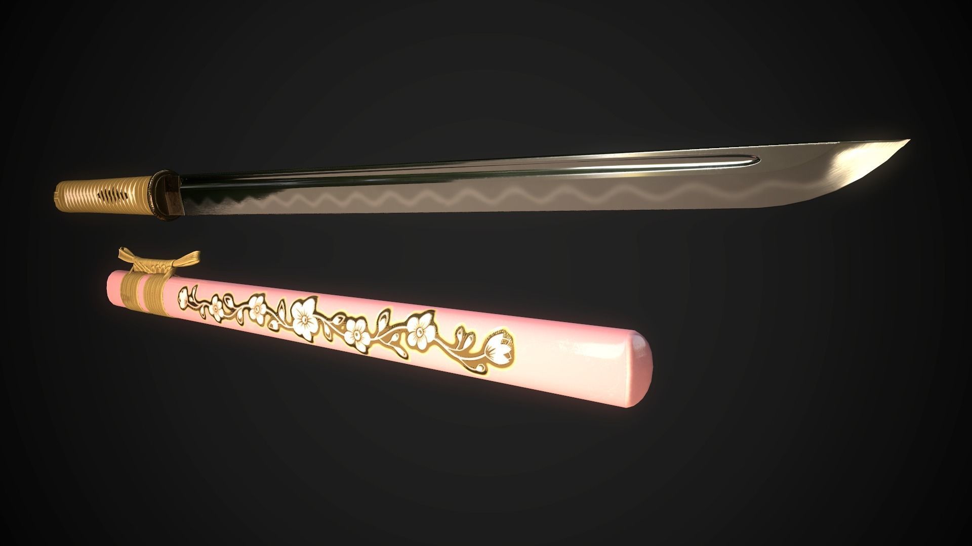 Wakizashi 04 Low-poly 3D model_4