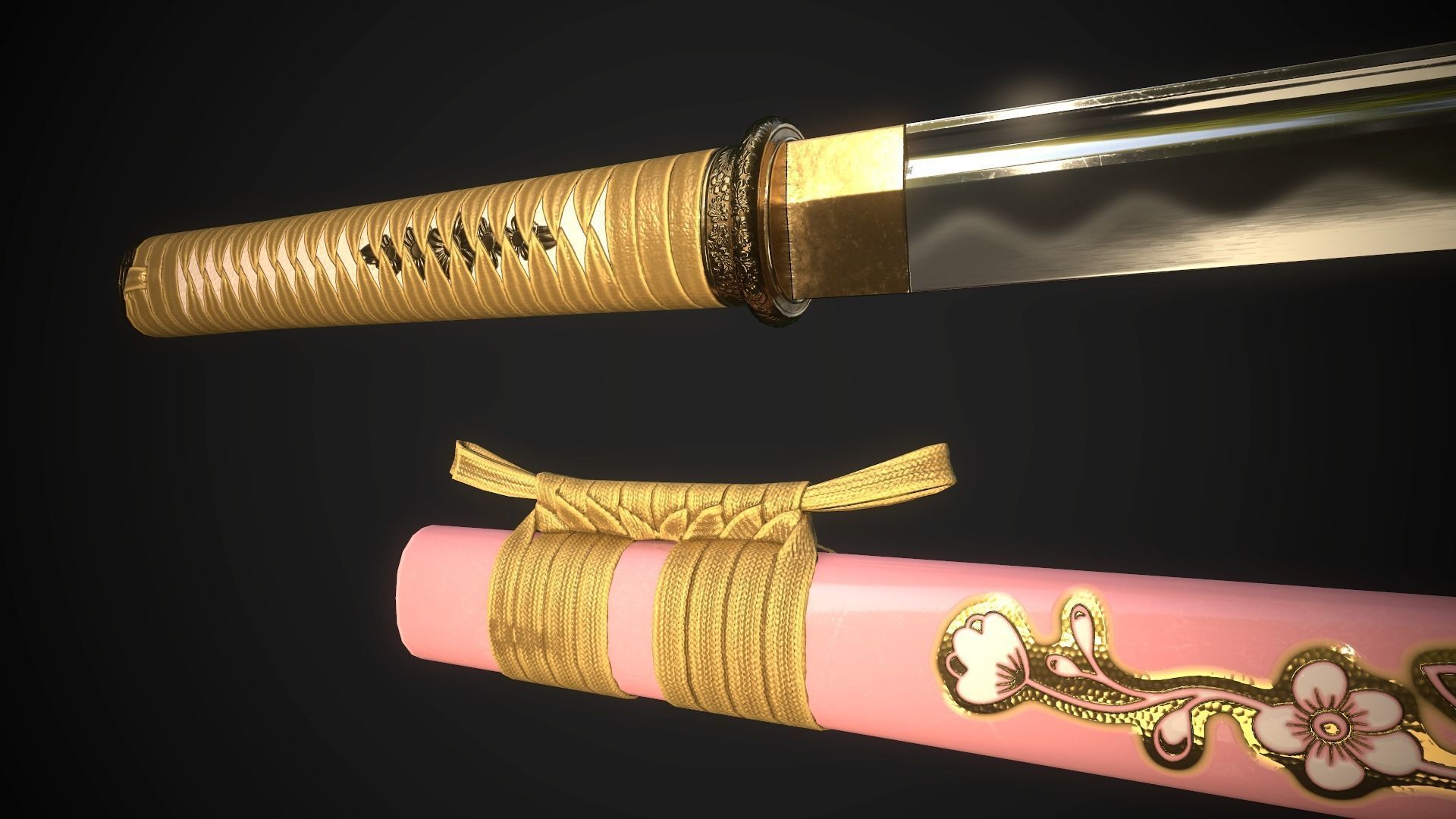 Wakizashi 04 Low-poly 3D model_6