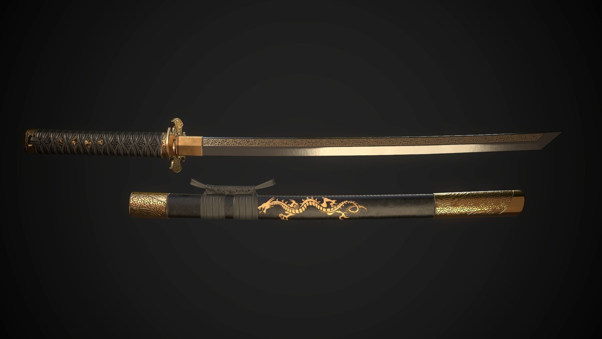 Wakizashi 05 Low-poly 3D model_1