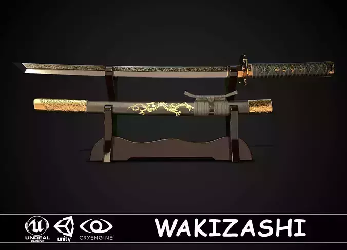 Wakizashi 05 Low-poly 3D model
