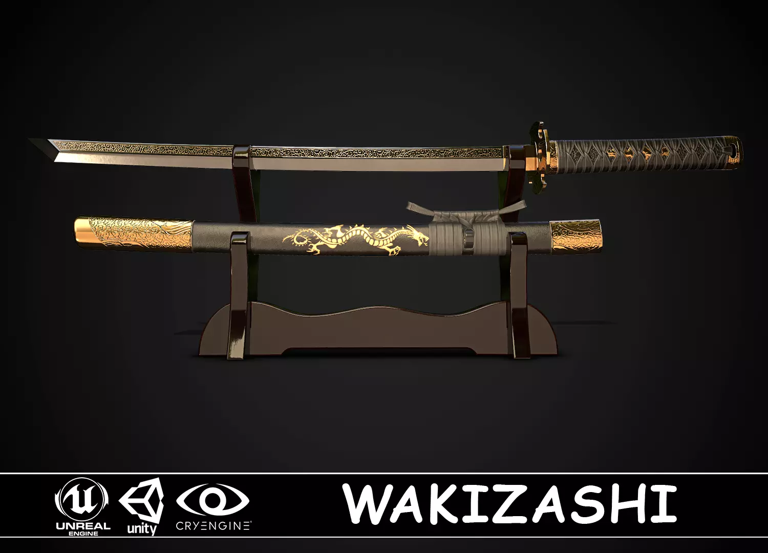 Wakizashi 05 Low-poly 3D model_0