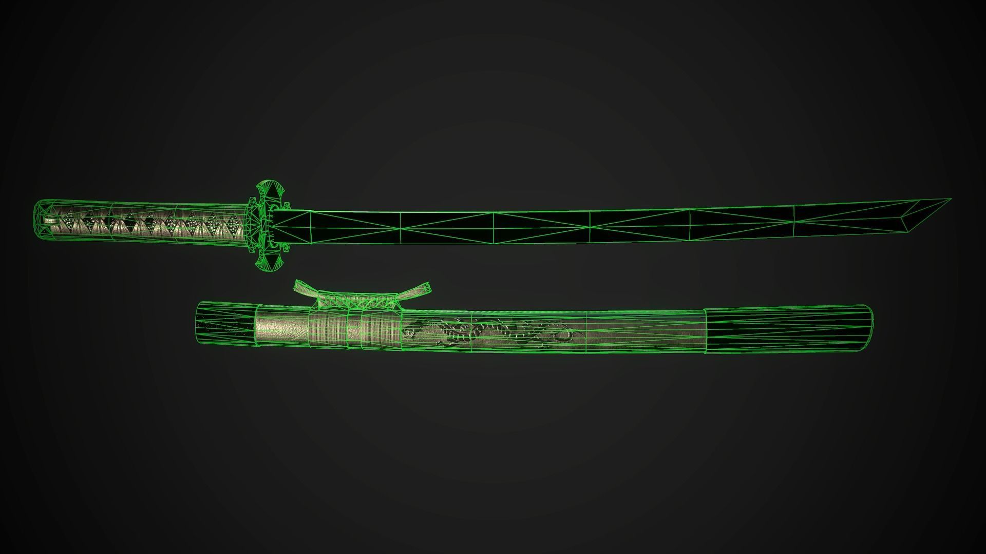 Wakizashi 05 Low-poly 3D model_9