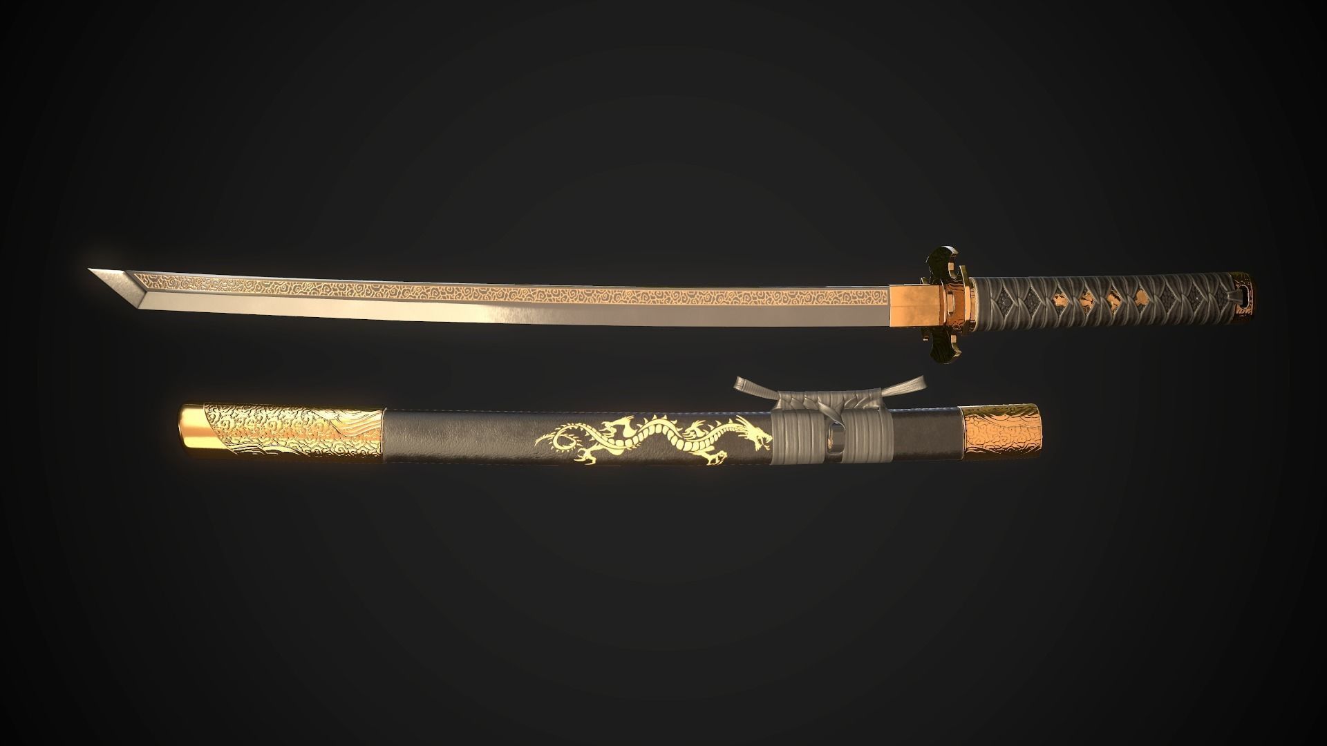 Wakizashi 05 Low-poly 3D model_2