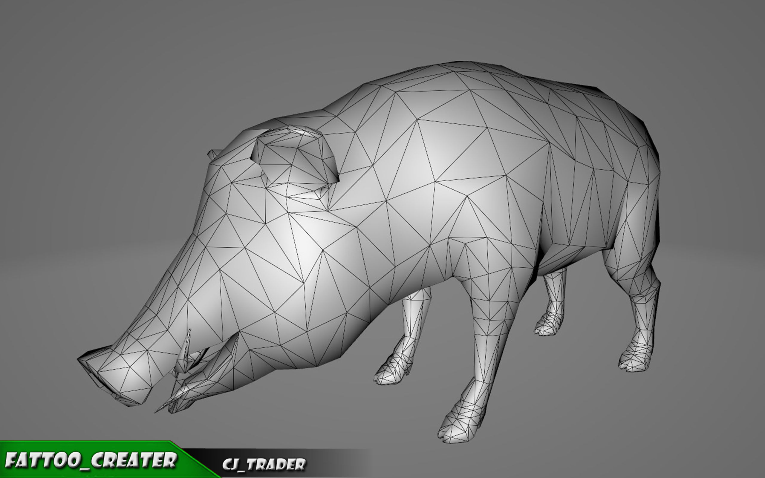 Low-Poly Wild Boar Animated Low-poly 3D model_5