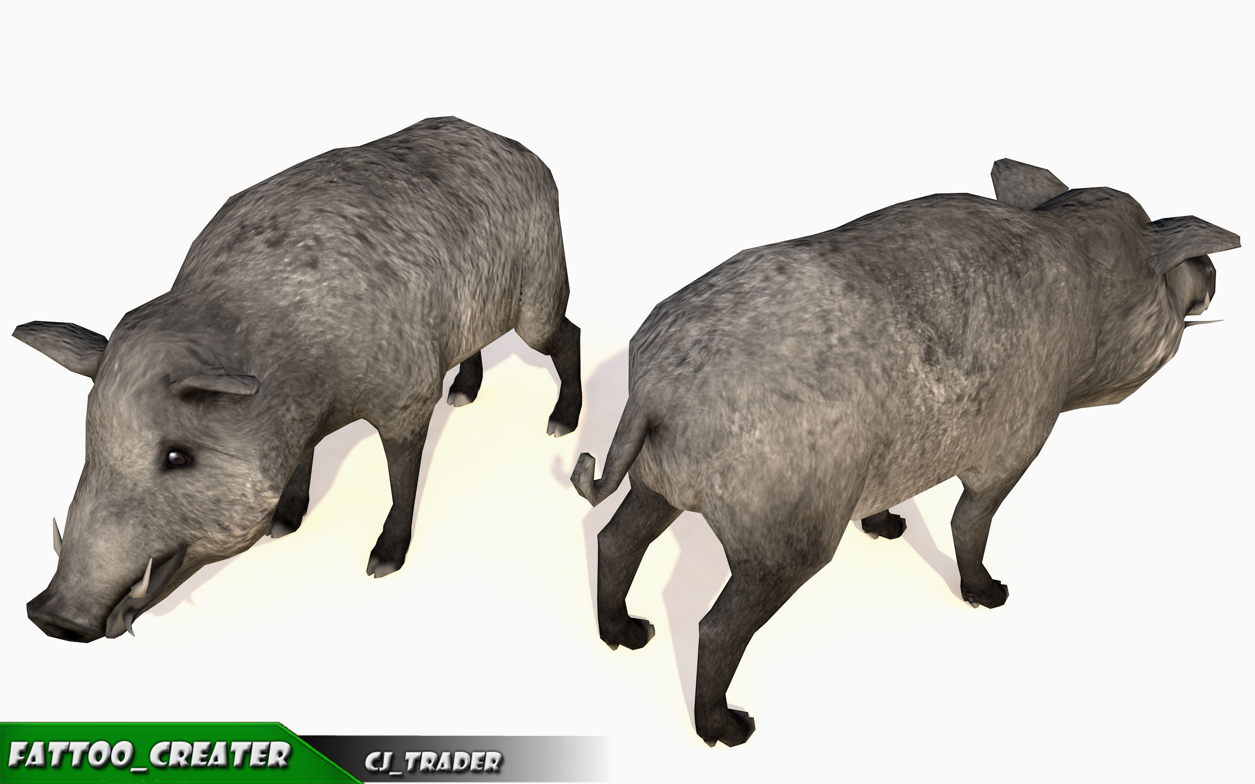 Low-Poly Wild Boar Animated Low-poly 3D model_4