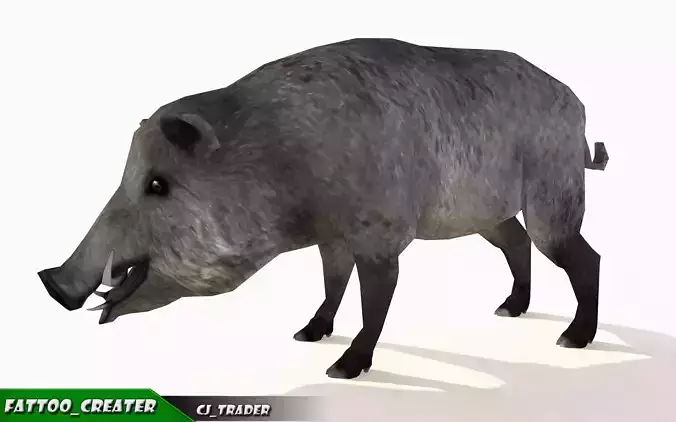 Low-Poly Wild Boar Animated  Low-poly 3D model