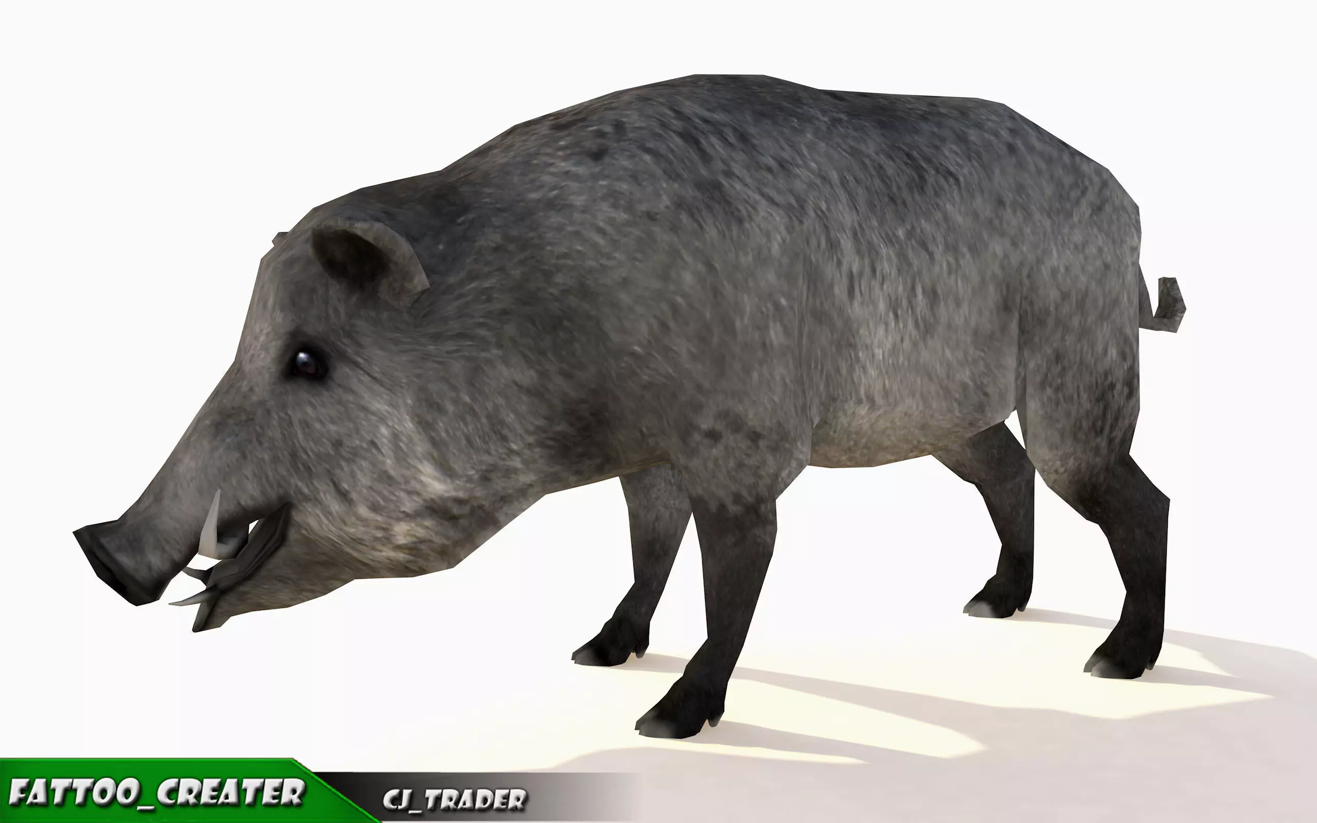 Low-Poly Wild Boar Animated Low-poly 3D model_0