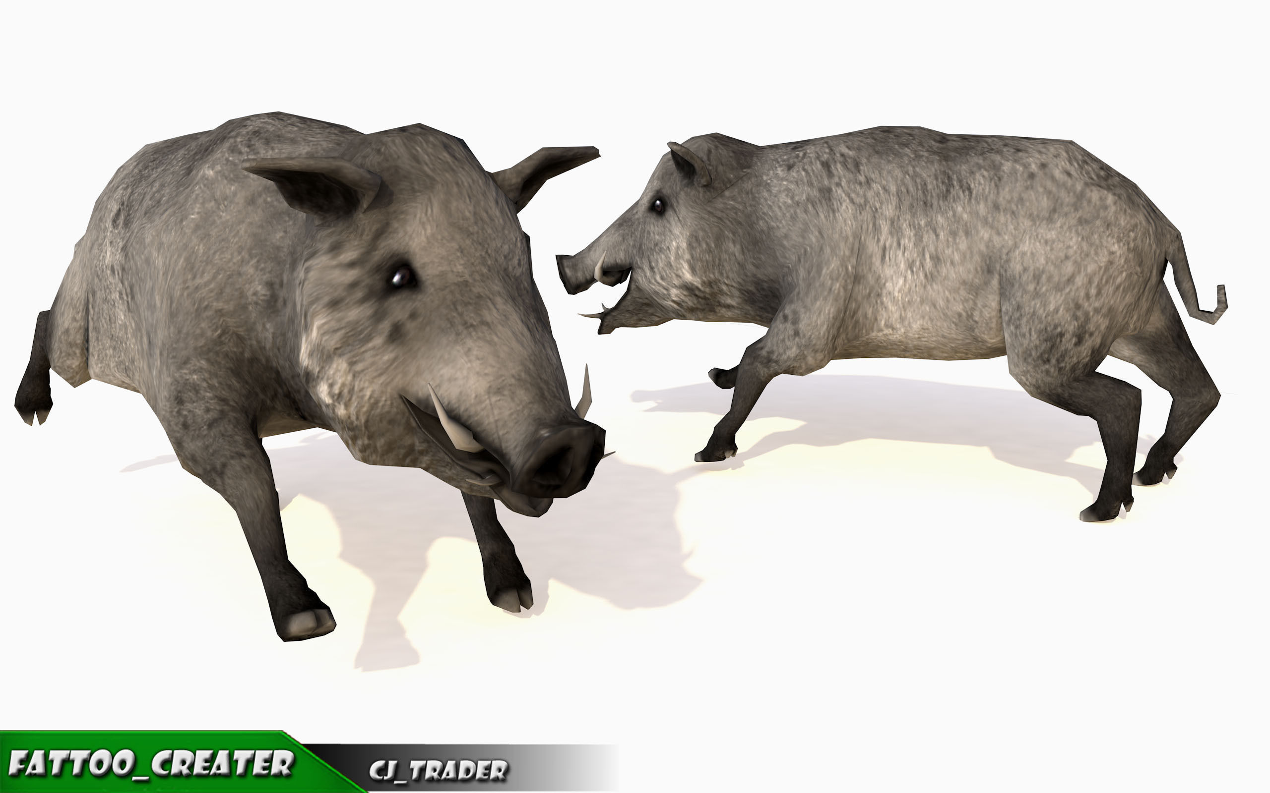 Low-Poly Wild Boar Animated Low-poly 3D model_2