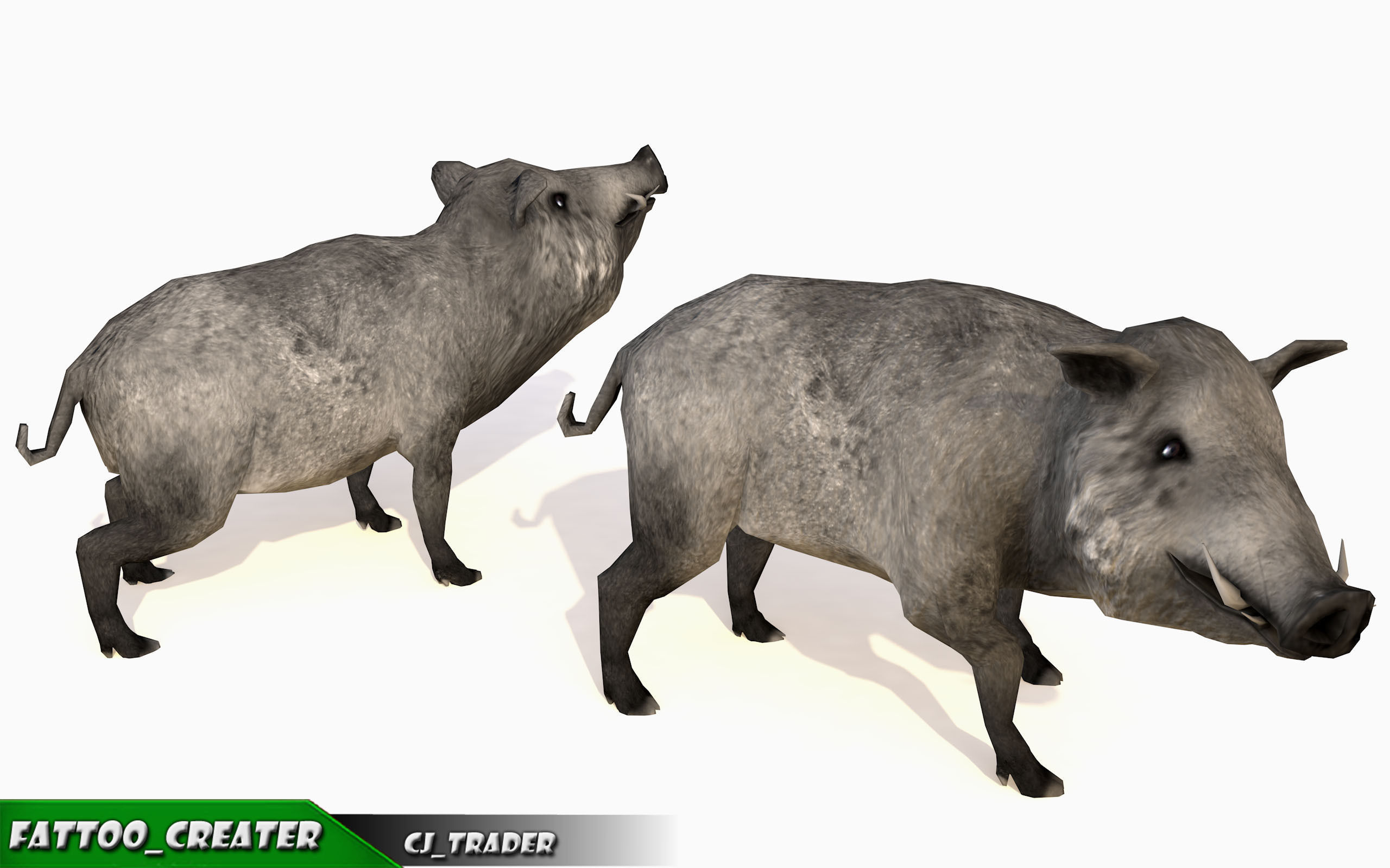 Low-Poly Wild Boar Animated Low-poly 3D model_3