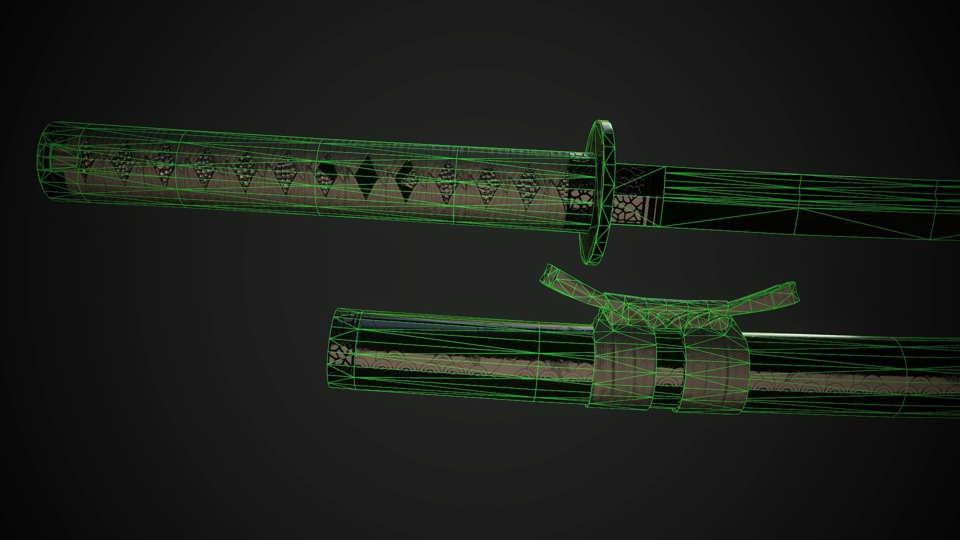 Set of japanese swords 01 3D Model Collection_5