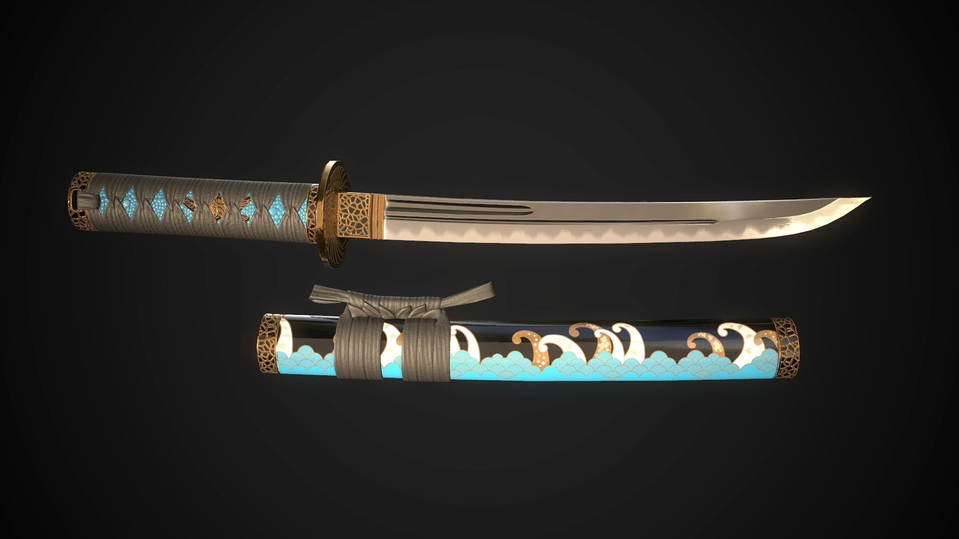 Set of japanese swords 01 3D Model Collection_13