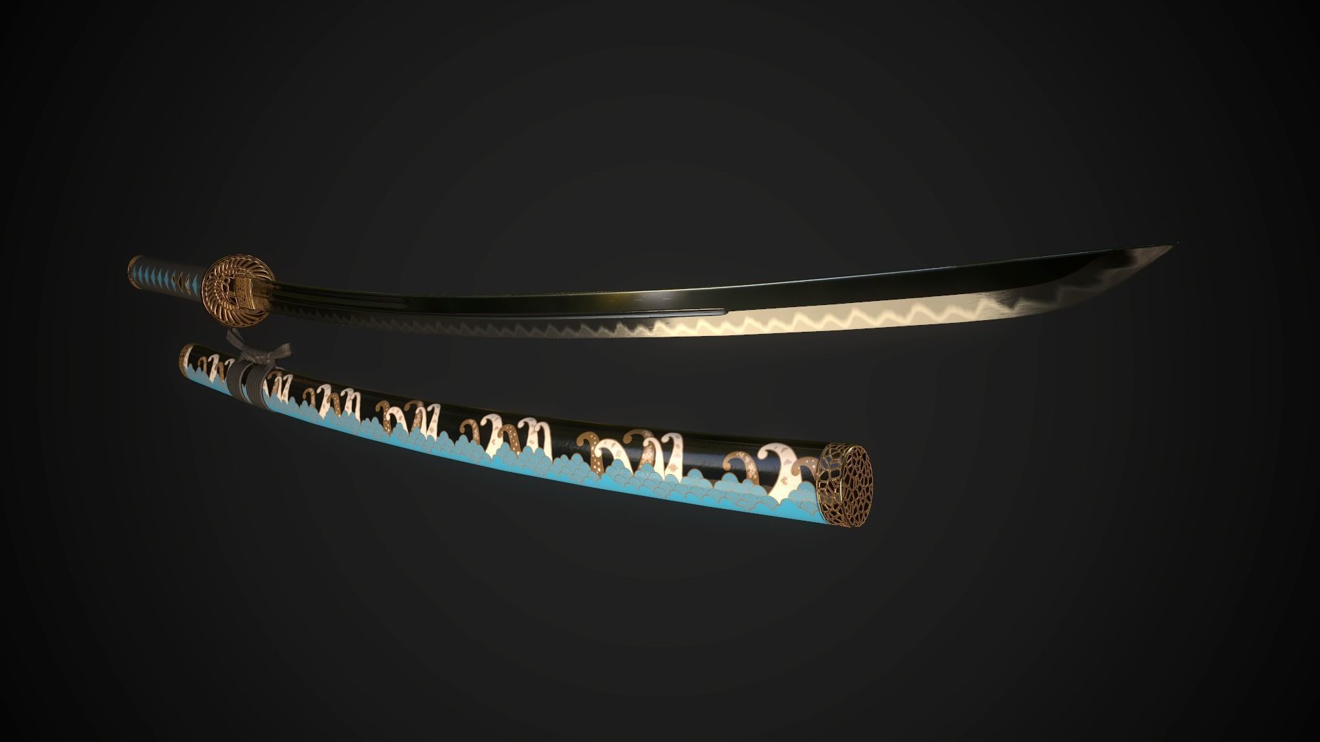Set of japanese swords 01 3D Model Collection_3