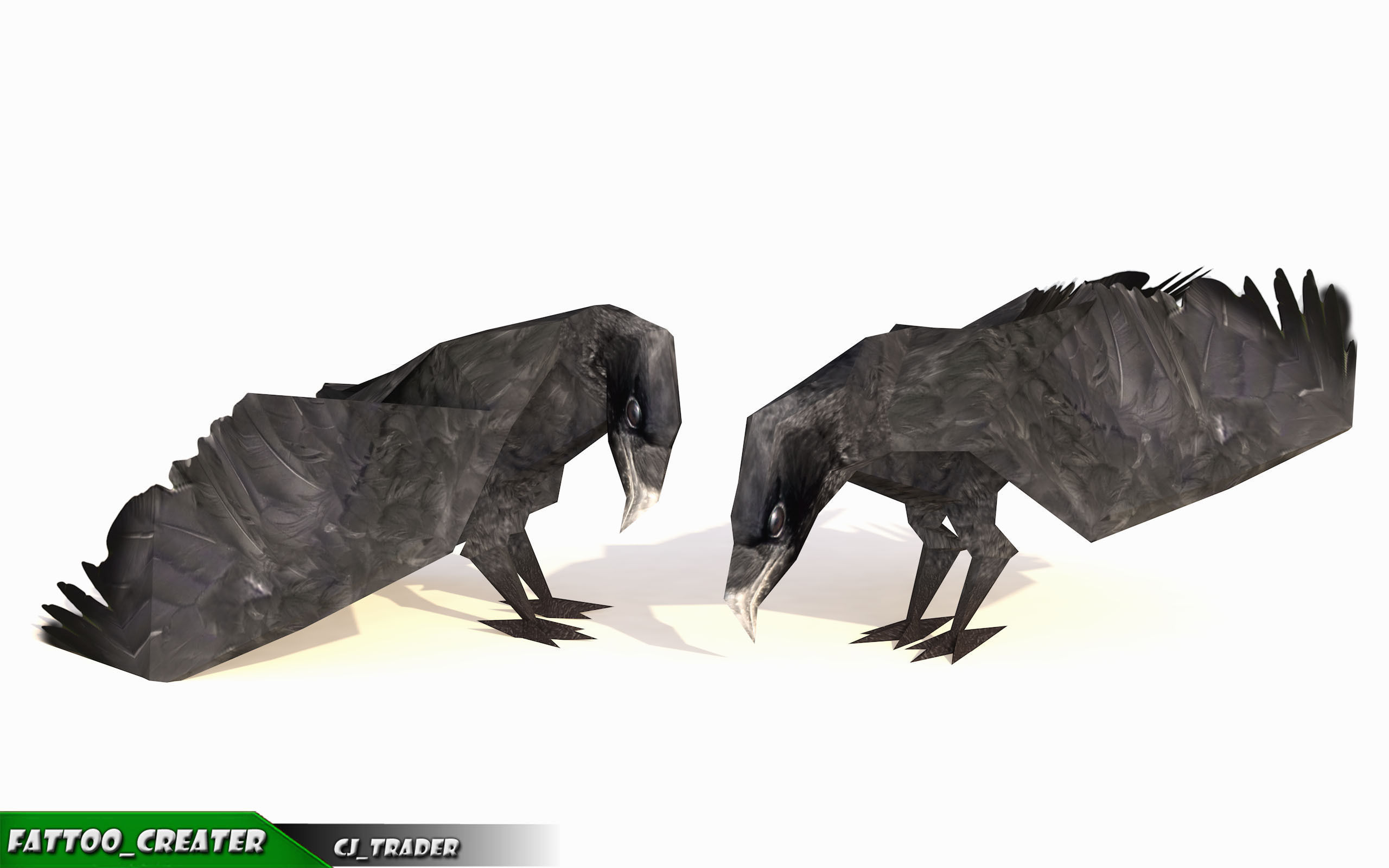 Low-poly Crow Rigged Animated 3D model Low-poly 3D model_1