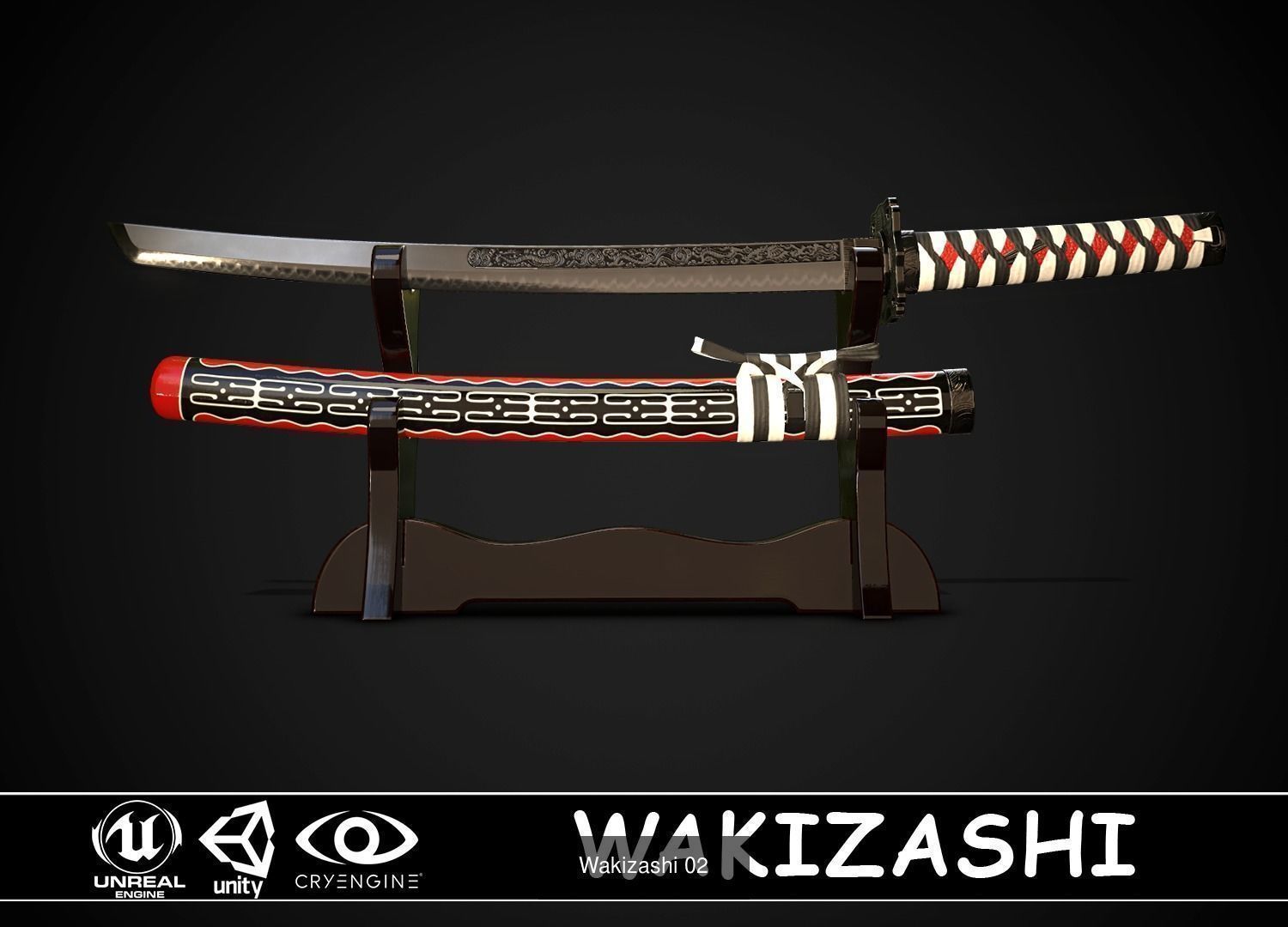 Set of japanese swords 02 3D Model Collection_4
