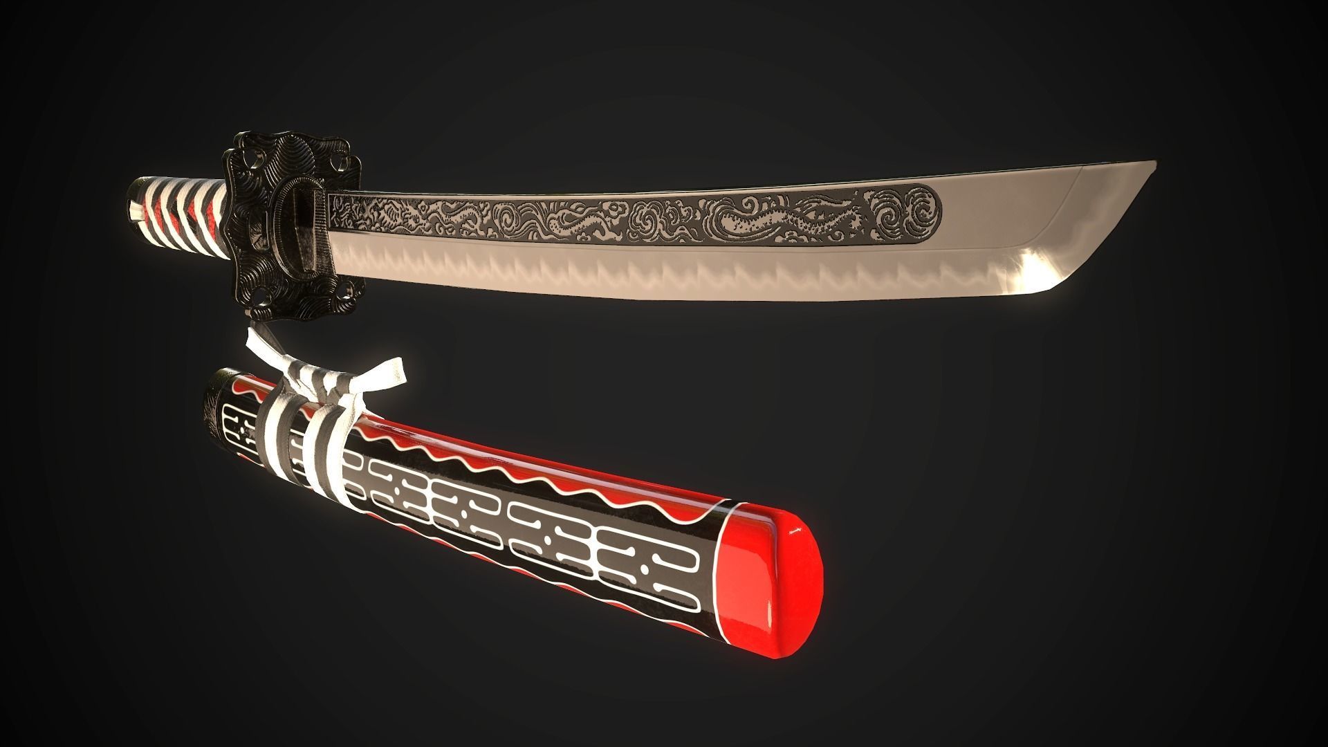 Set of japanese swords 02 3D Model Collection_18