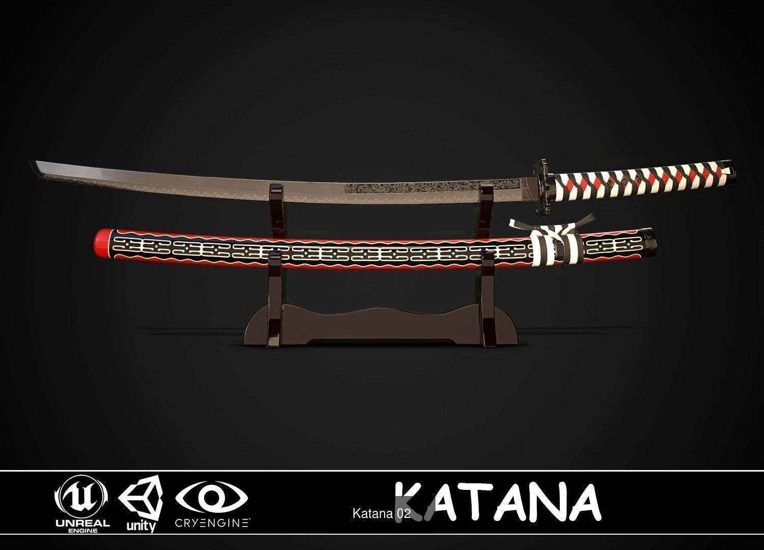 Set of japanese swords 02 3D Model Collection_2