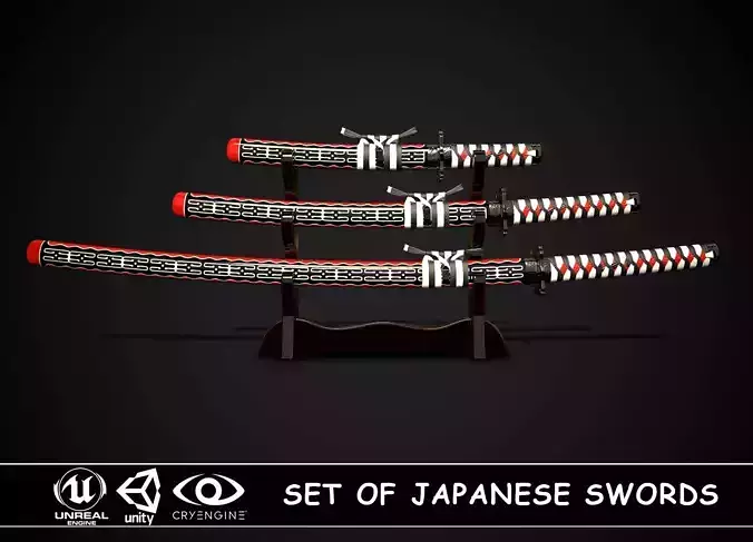 Set of japanese swords 02 3D Model Collection Set of japanese swords 02 3D Model Collection