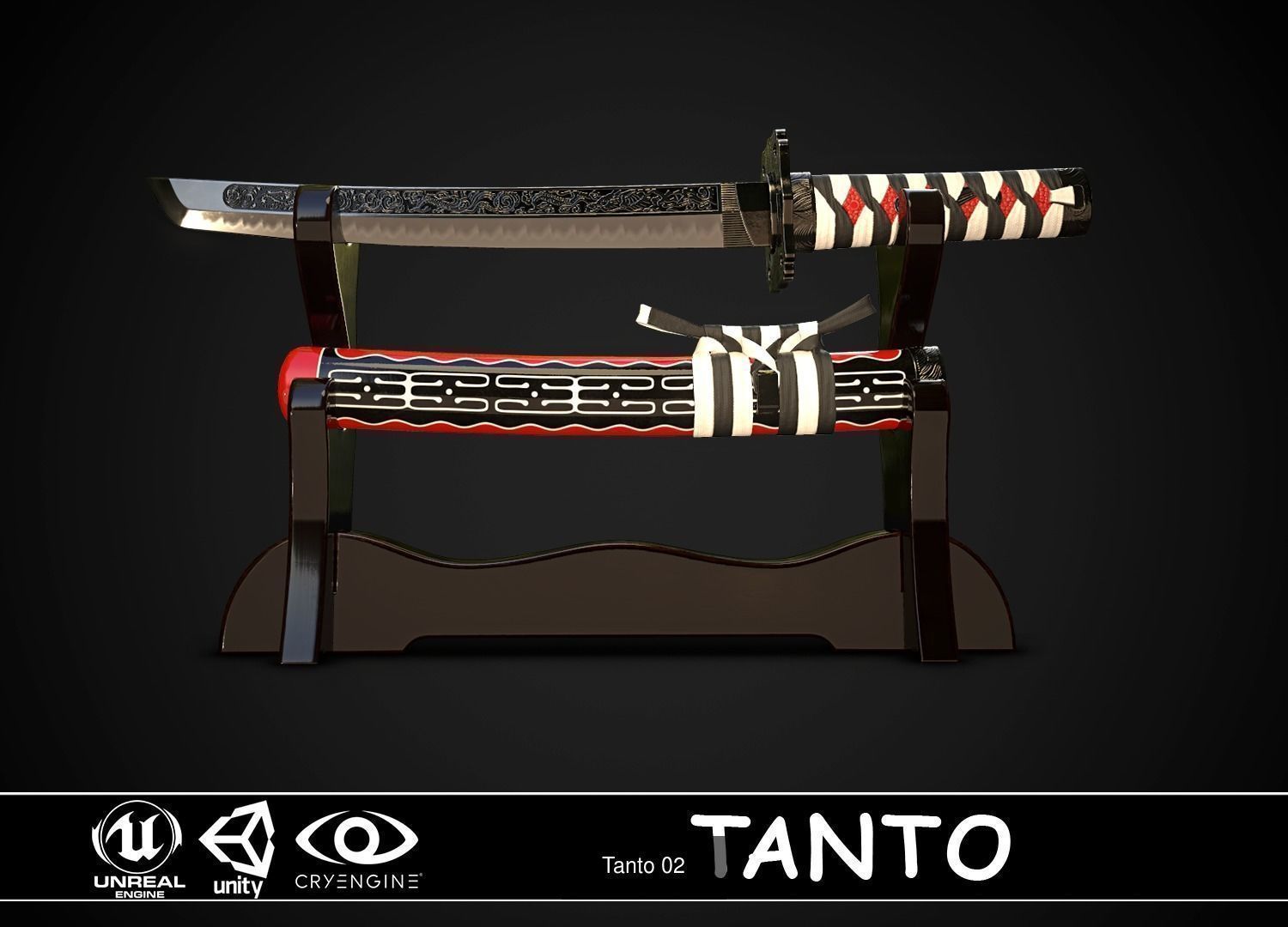 Set of japanese swords 02 3D Model Collection_6
