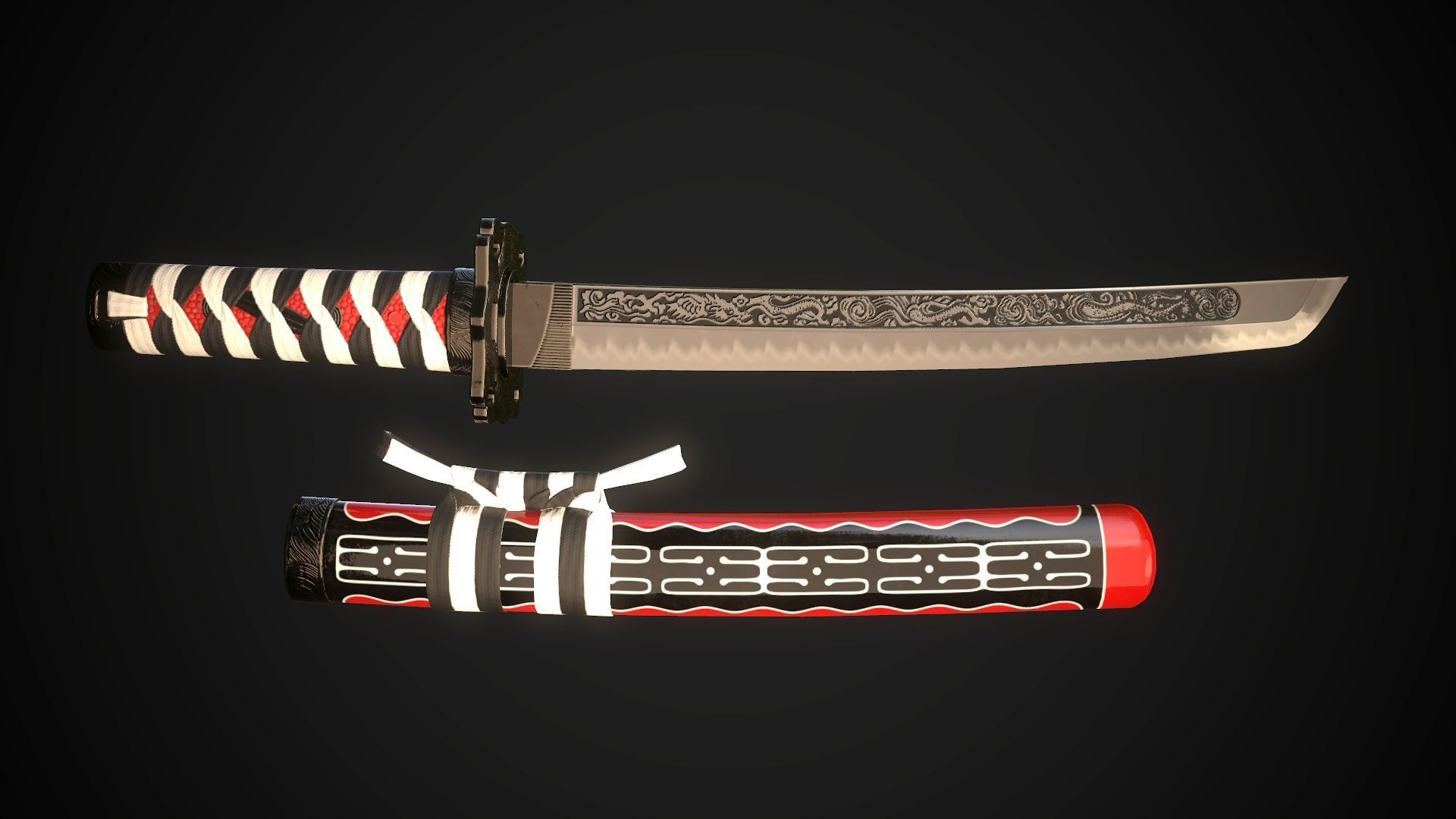 Set of japanese swords 02 3D Model Collection_16