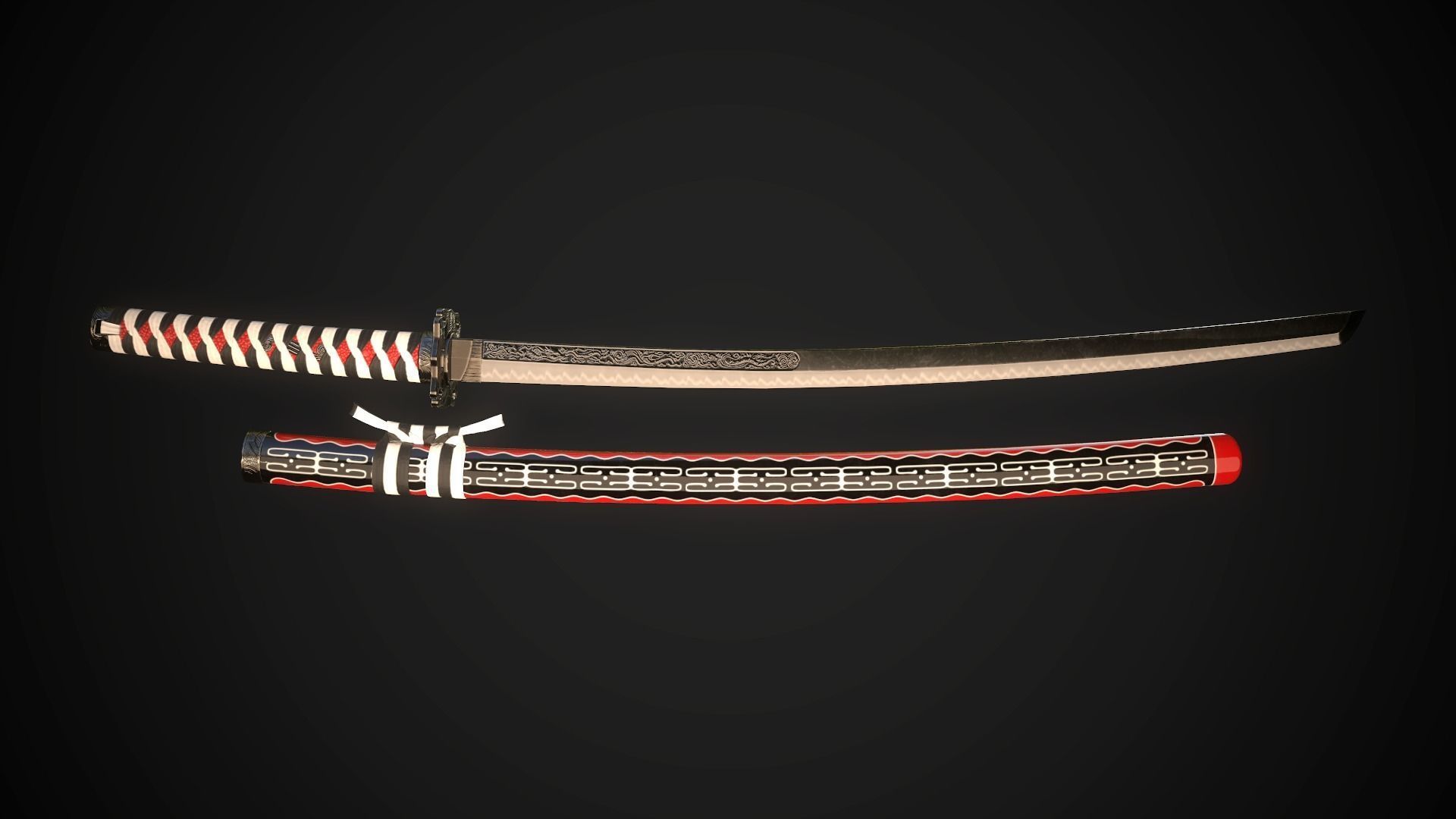 Set of japanese swords 02 3D Model Collection_1