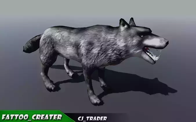 Low-Poly Wolf Rigged-Animated 3D Model