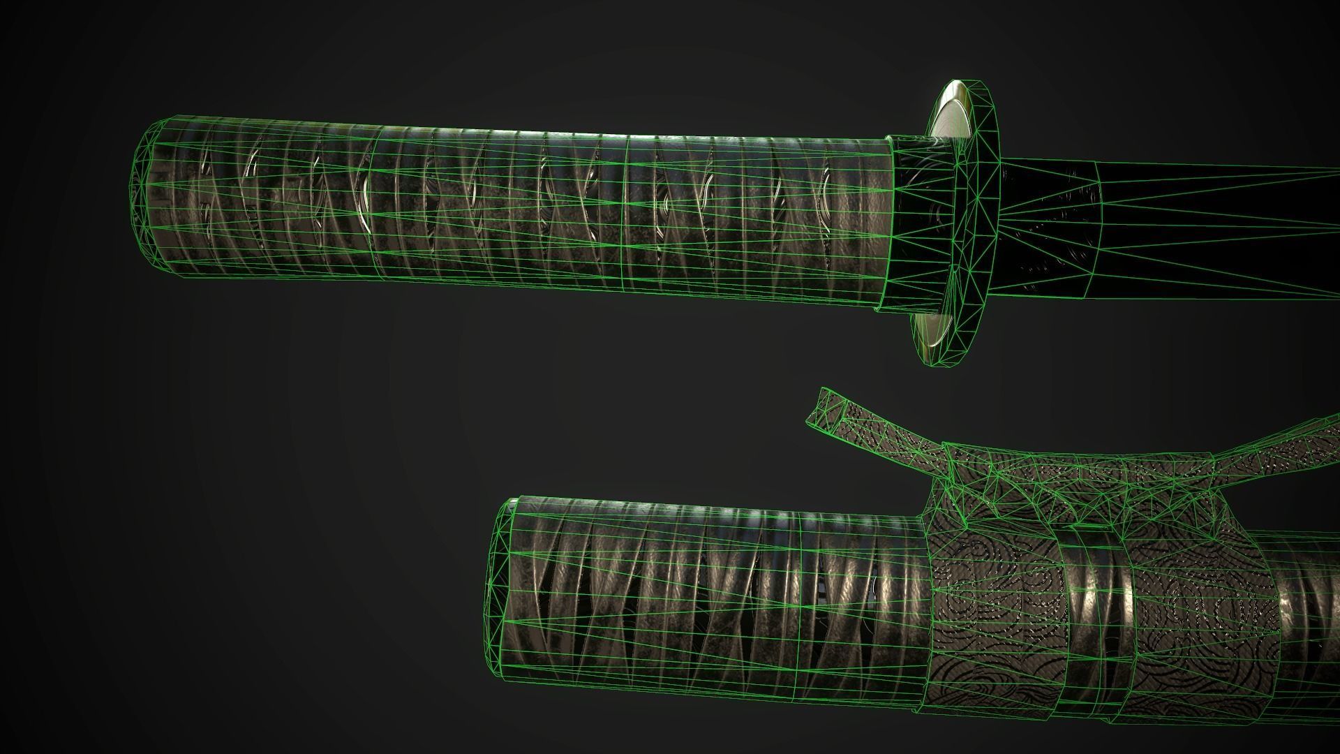 Set of japanese swords 03 3D Model Collection_17