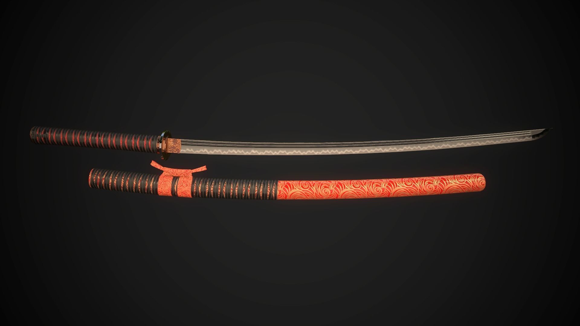 Set of japanese swords 03 3D Model Collection_1