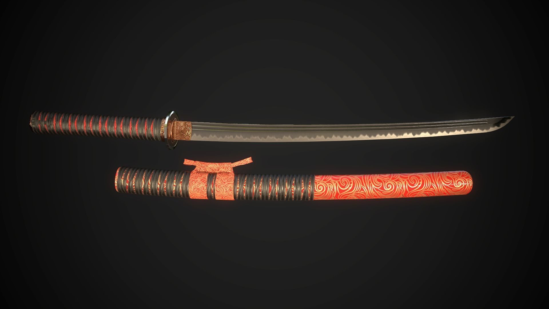 Set of japanese swords 03 3D Model Collection_7